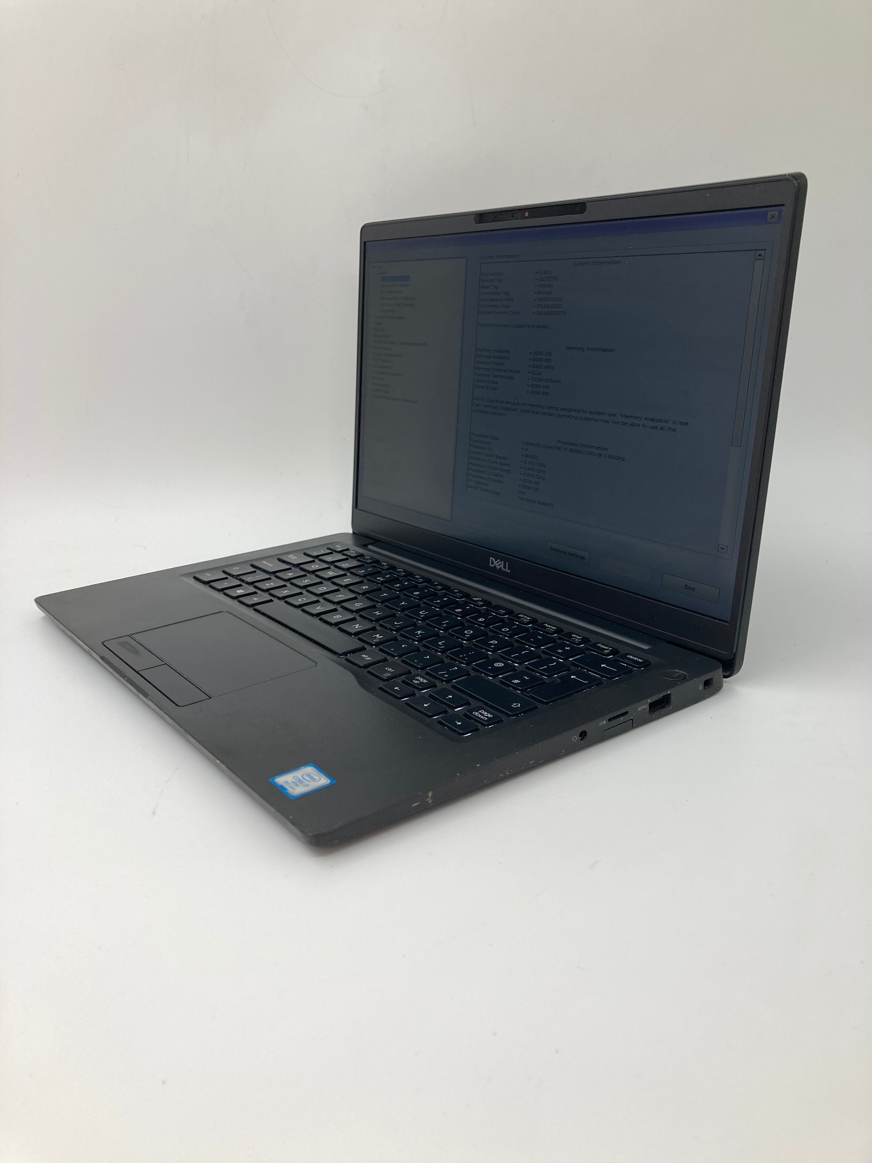 Dell Laptop Latitude 7400 14" Screen i7 8th Gen 8GB RAM No SSD No OS *Spares*