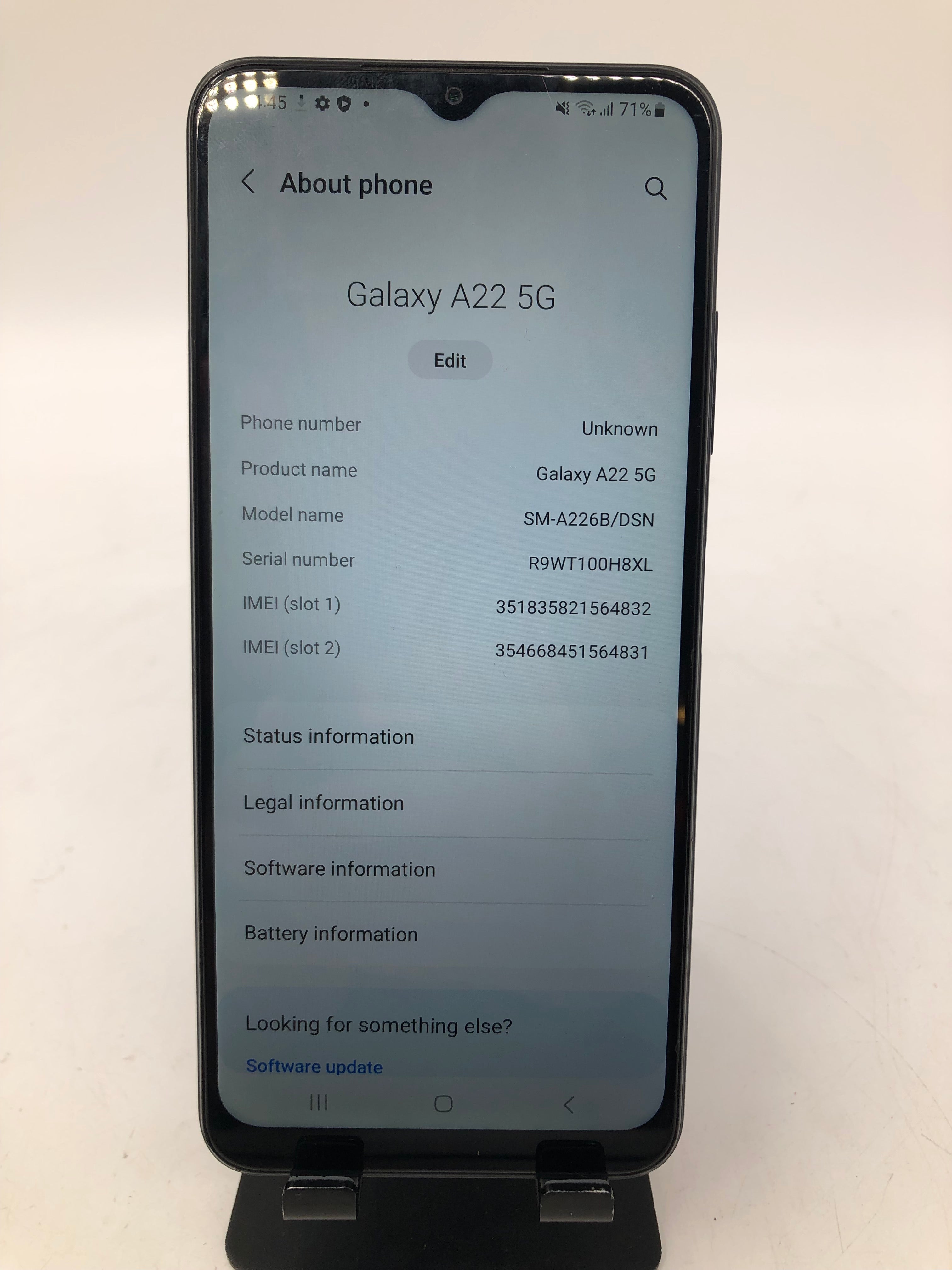 Samsung A22 5G 6.6" Screen 2021 64GB Storage Black