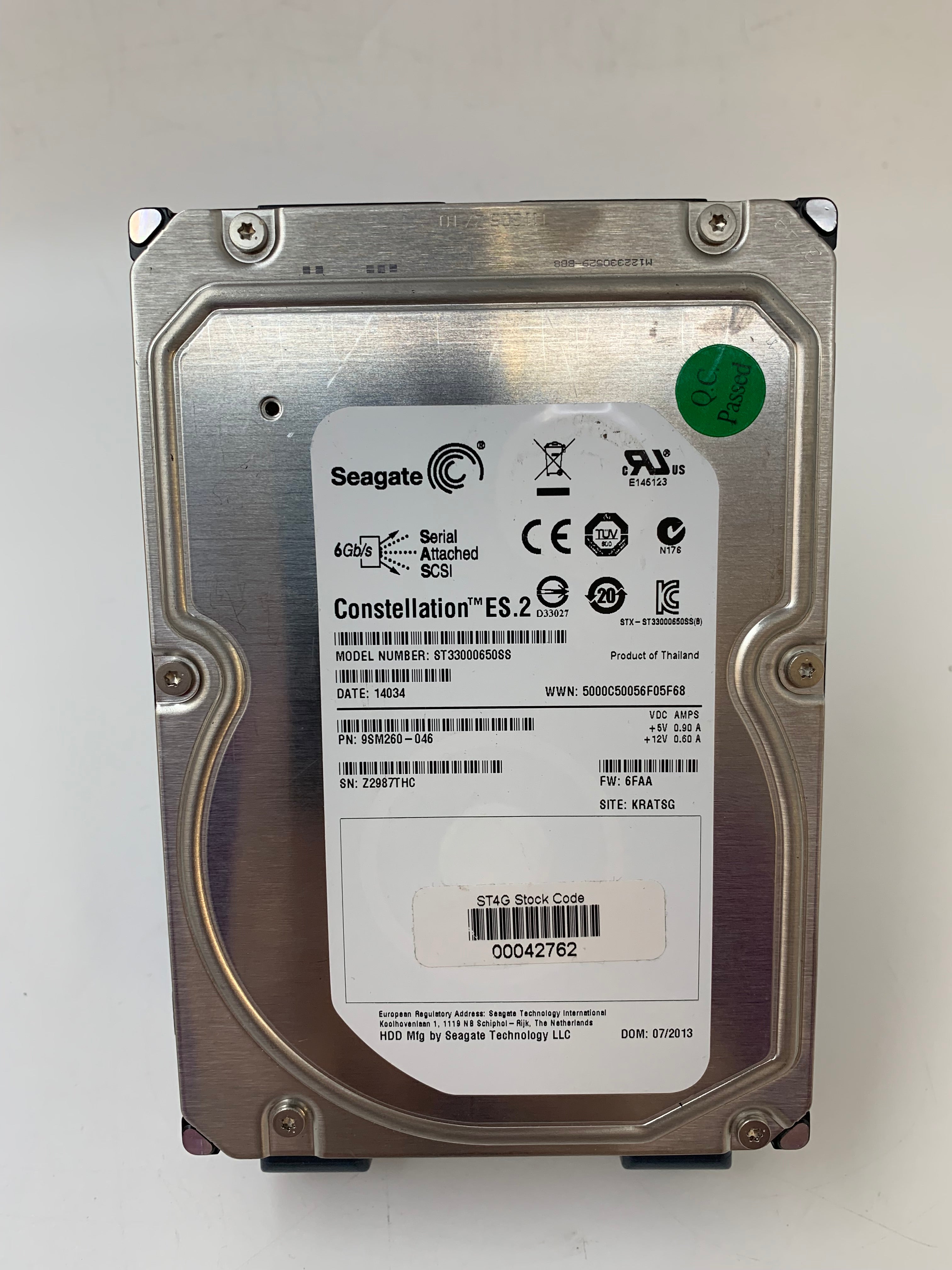 Seagate Hard Disk Drive | 3TB | SAS | 3.5 inch | 6Gbps | 7200 RPM | ST33000650SS