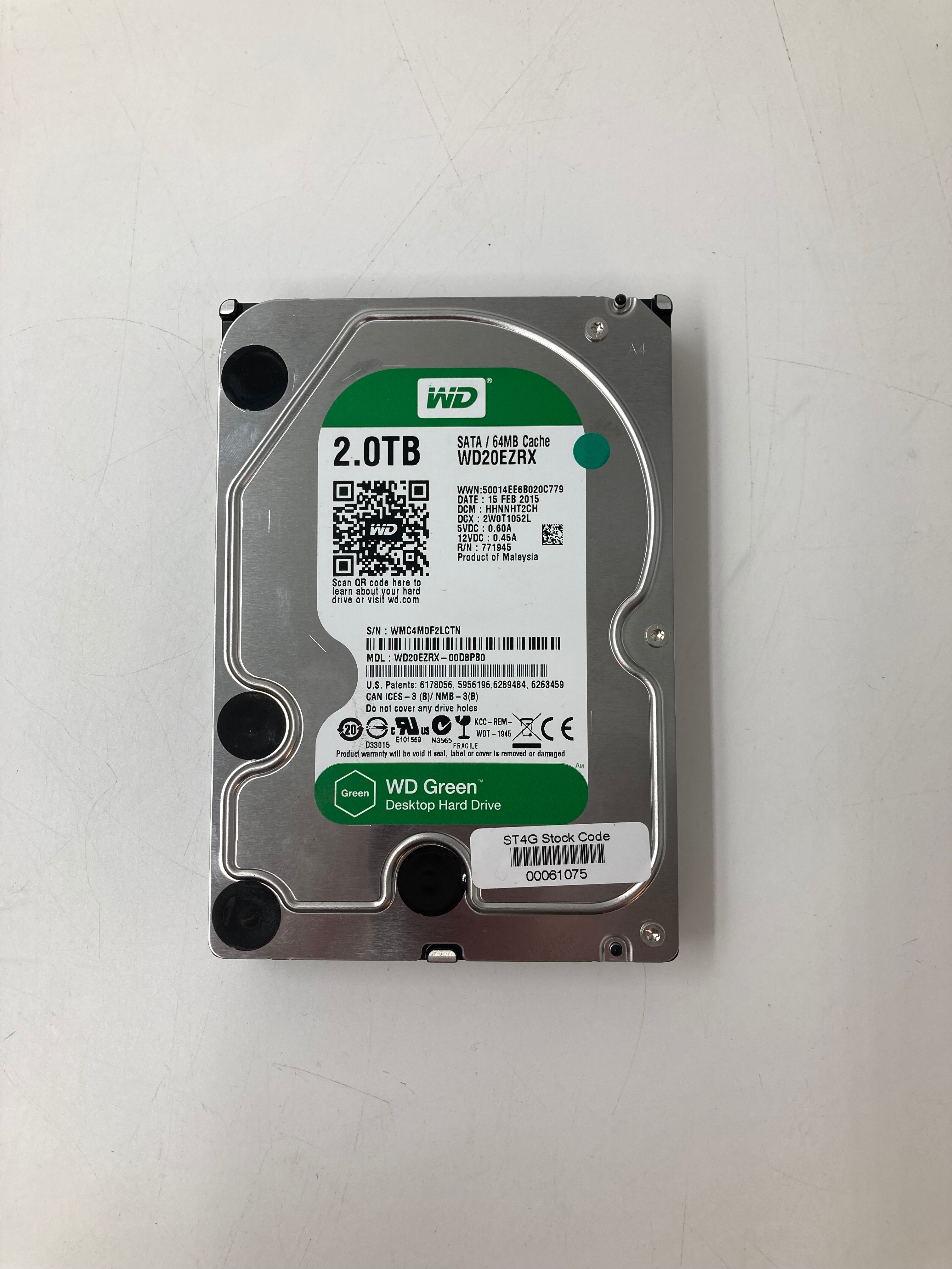 Western Digital Hard Disk Drive | 2TB | 3.5 inch | SATA | WD20EZRX | 5.4K RPM | 6Gbps