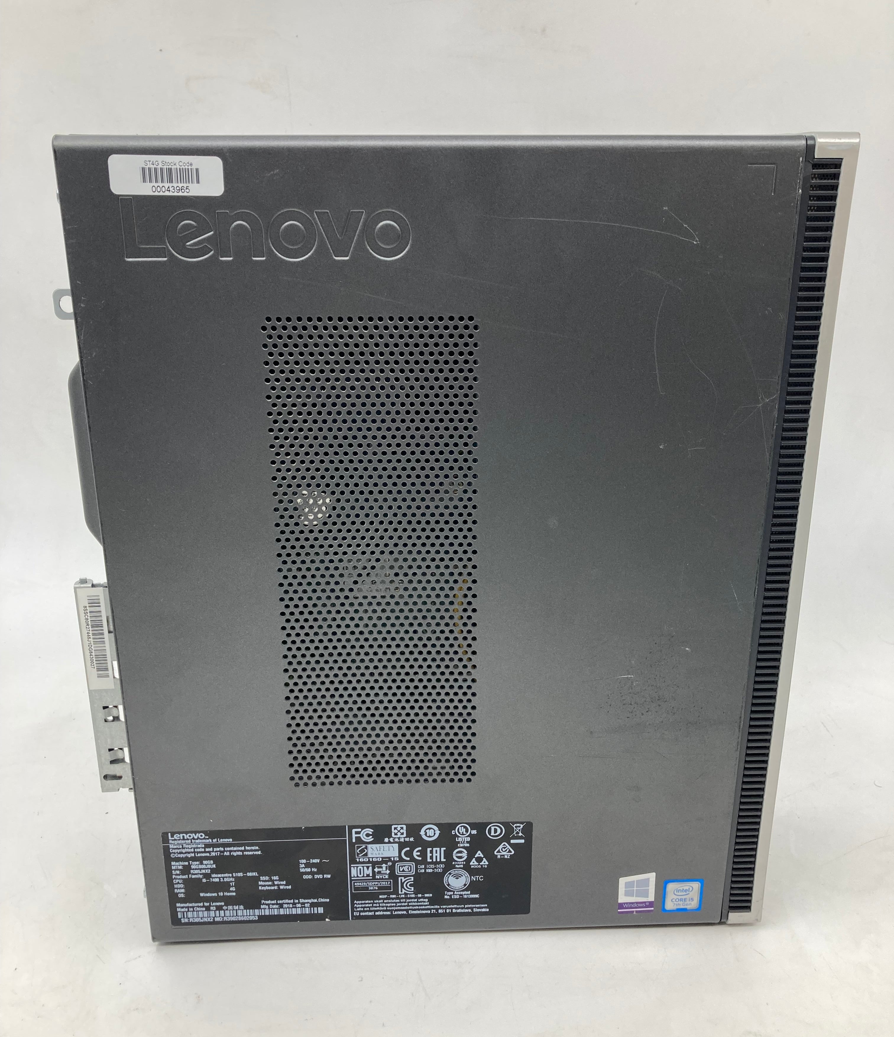 Lenovo Desktop PC IdeaCentre 510S-08IKL i5-7400 4GB RAM No SSD No OS
