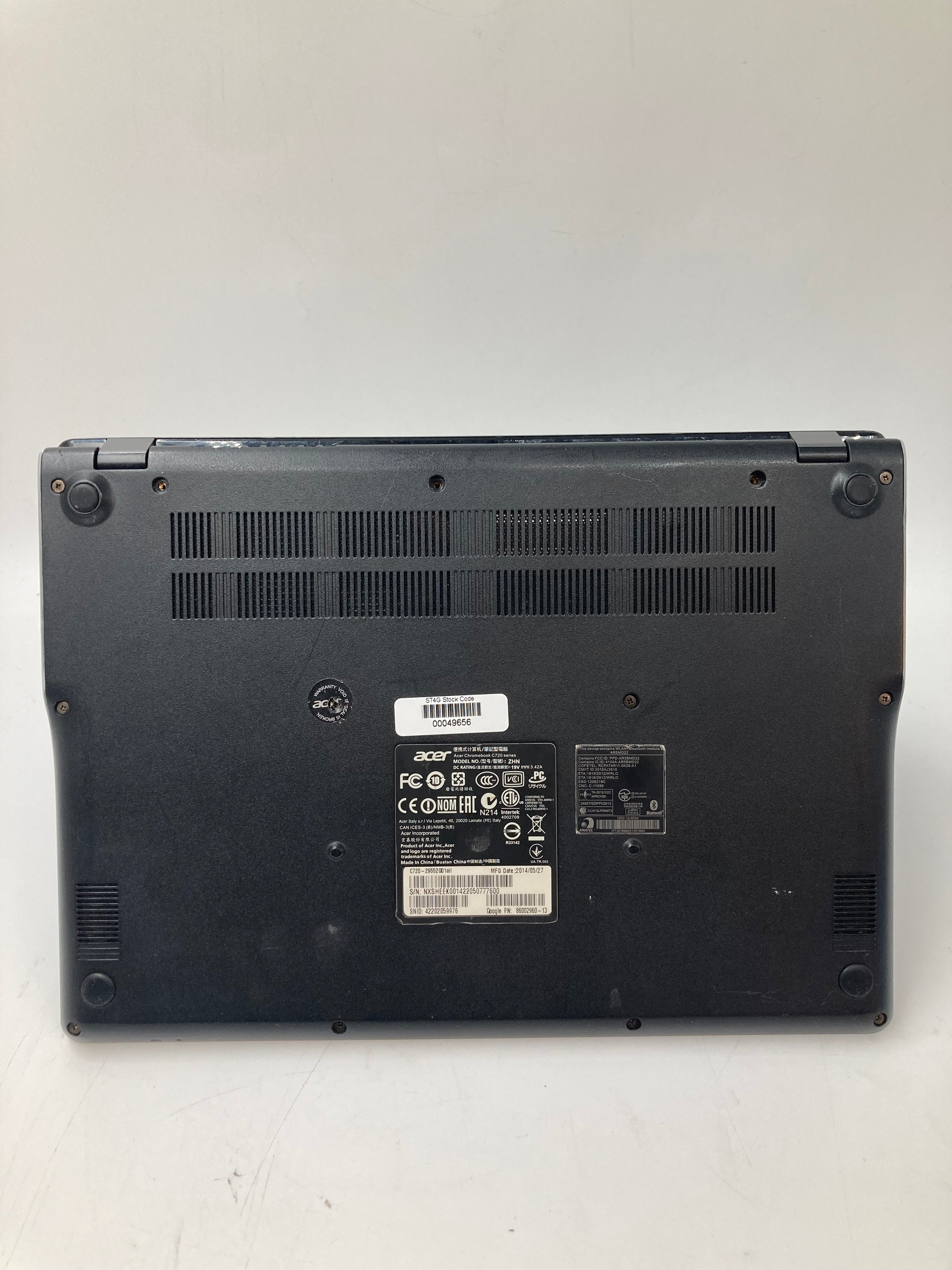 Acer Chromebook C720 ZHN Spares: Celeron, 2GB RAM, 11" HD Screen (No SSD/No OS)