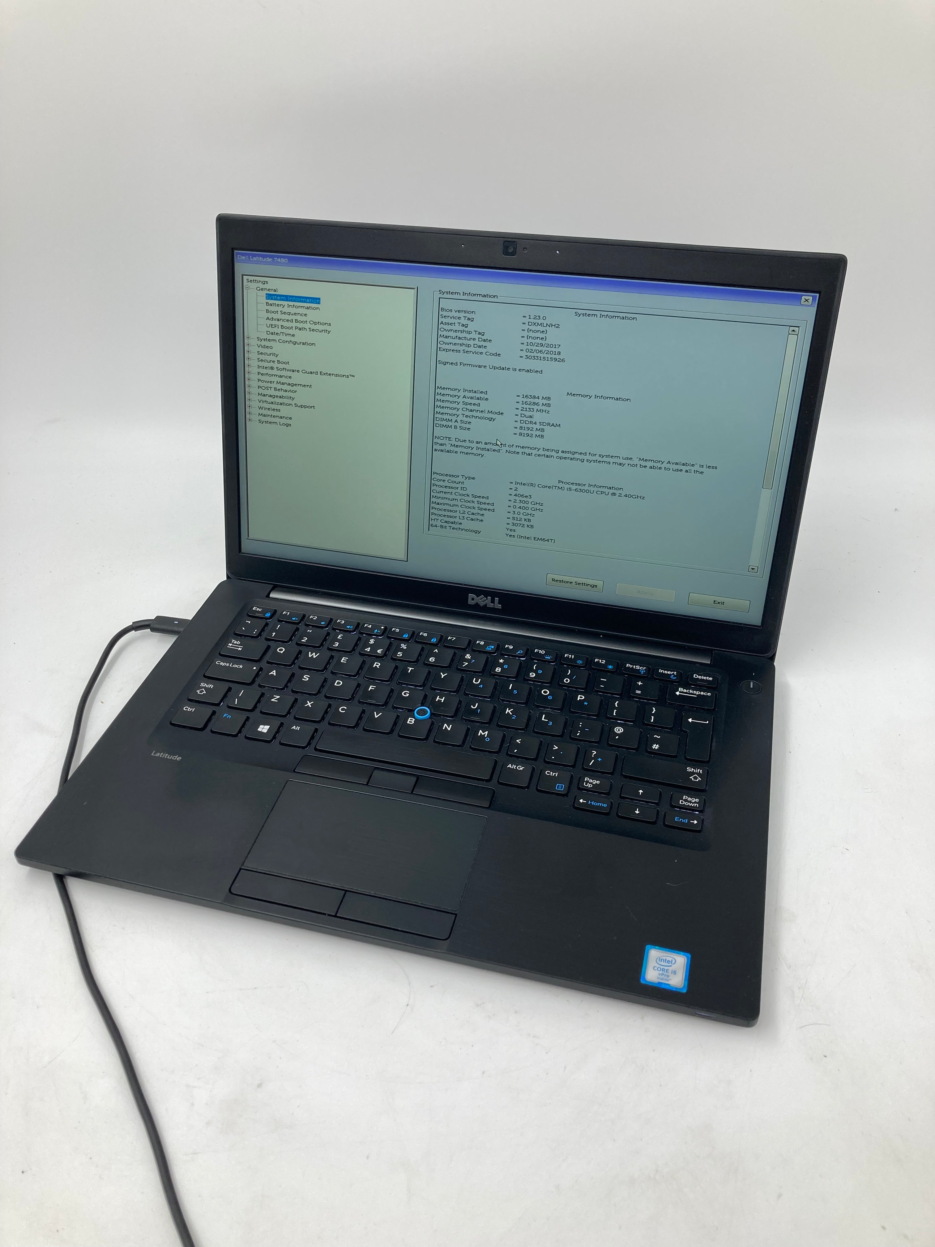 Dell Laptop Latitude 7480 14" i5 6th Gen 16GB RAM 256GB SSD No OS