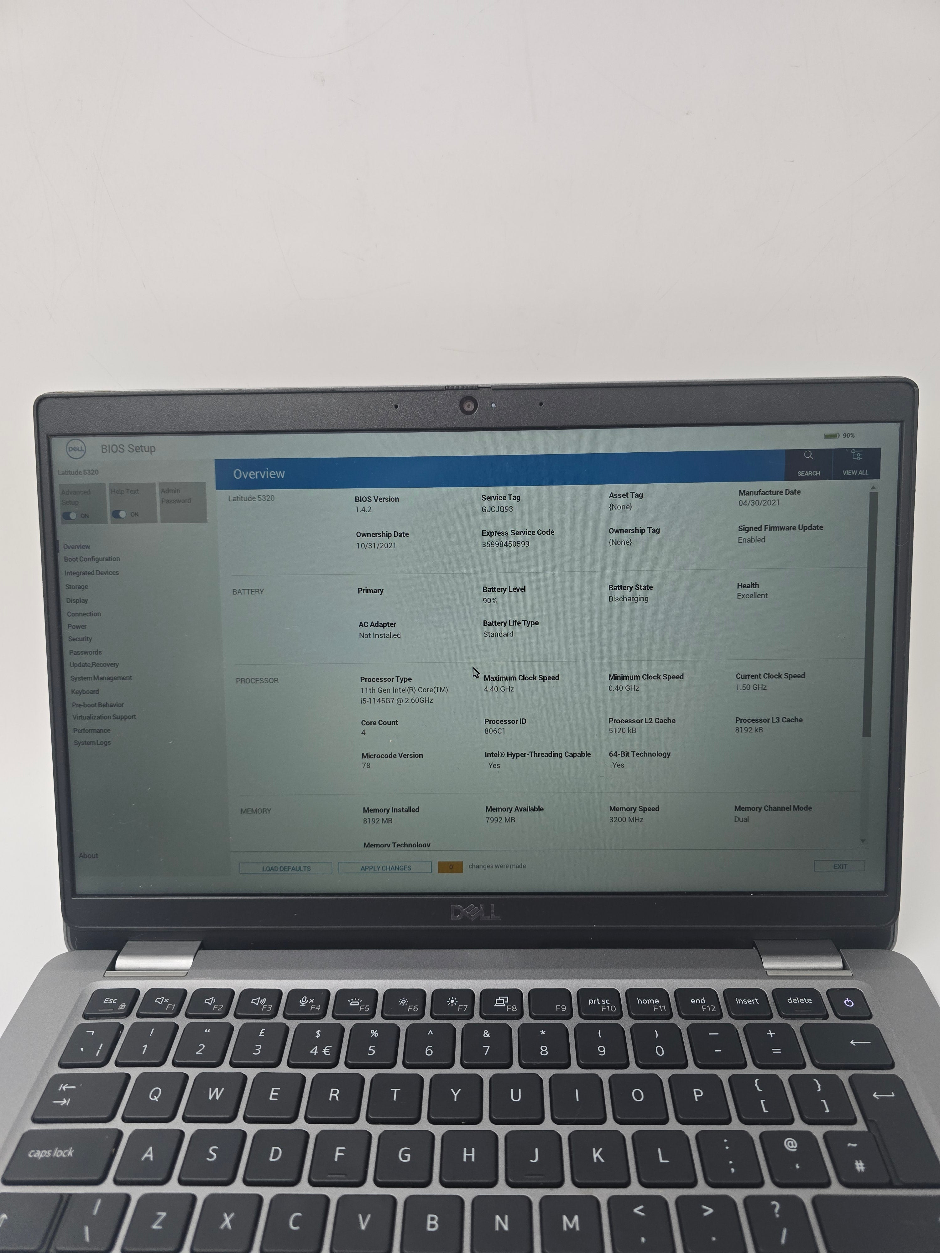 Dell Laptop Latitude 5320 13" Screen i5 11th Gen 8GB RAM No SSD No OS Spares