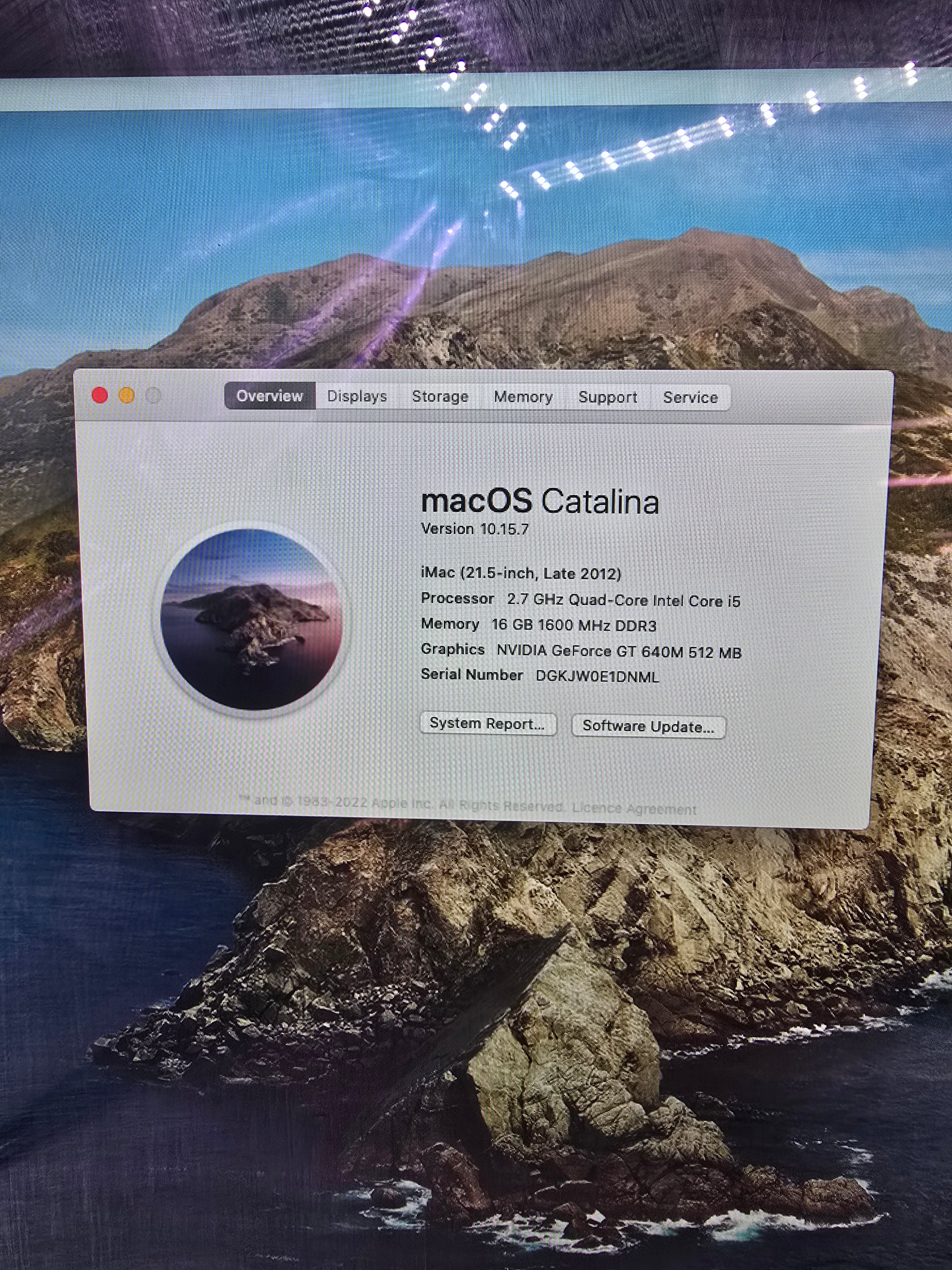 Apple iMac 2012 21.5" i5 3rd Gen 2.7GHz 16GB RAM 1TB HDD Catalina GT640M