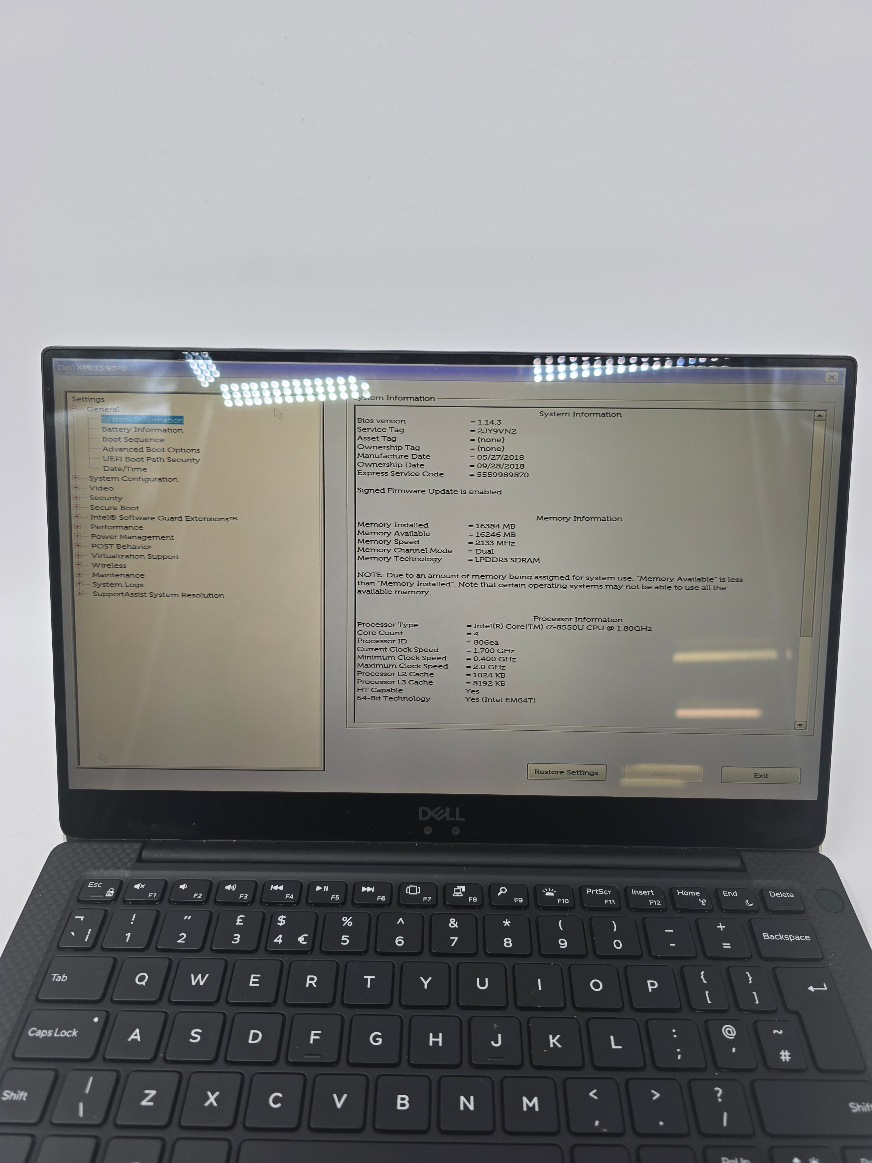 Dell Laptop XPS 13 9370 13" TouchScreen i7 8th Gen 16GB RAM 512GB SSD No OS