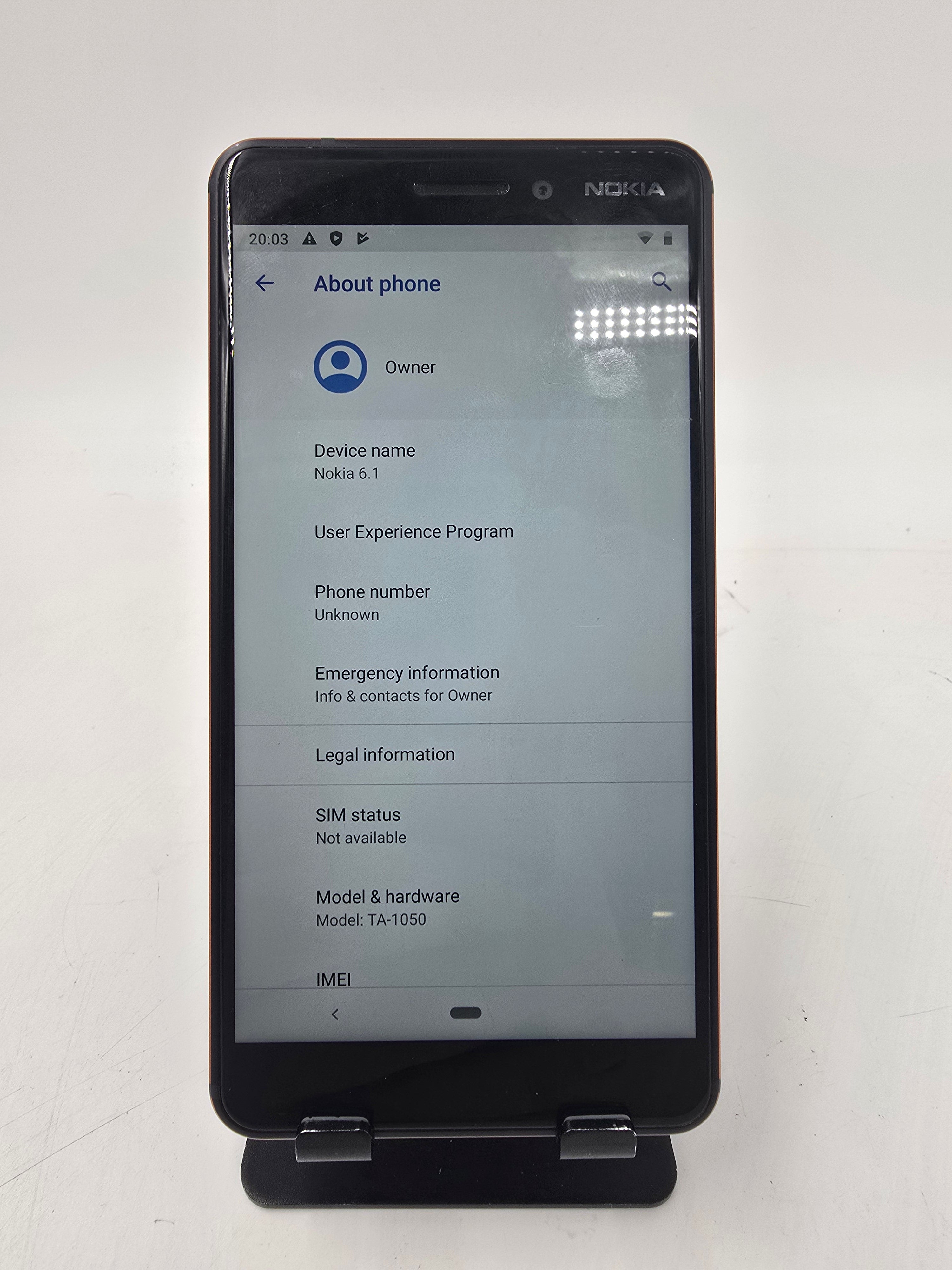 Nokia Mobile Phone 6.1 2018 TA-1050 5.5" Screen 32GB Storage Unlocked