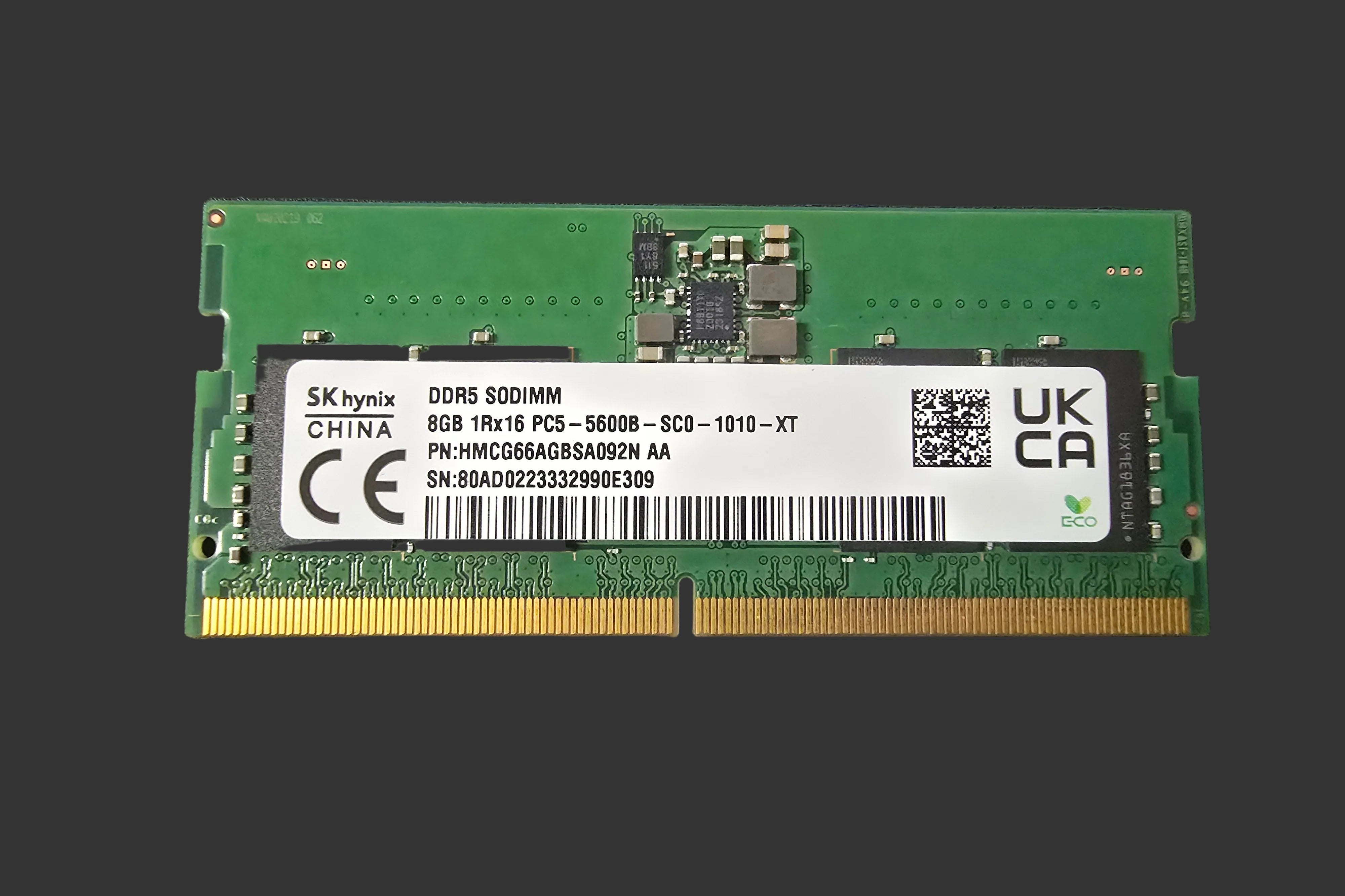 Laptop Memory DRR5 SODIMM 8GB (1x 8GB) 1Rx16 PC5-5600B SK Hynix