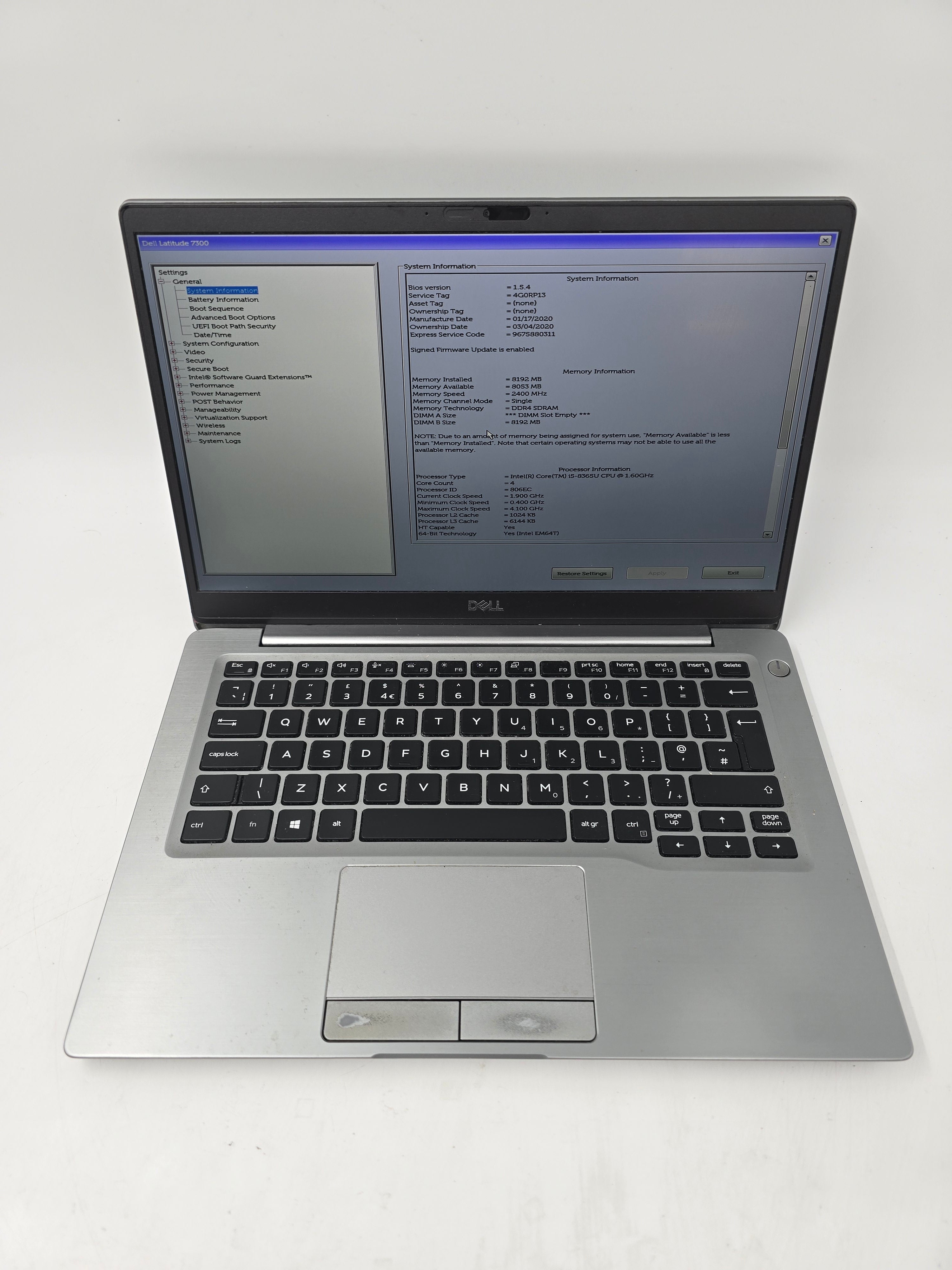 Dell Latitude 7300 13" Screen i5 8th Gen 8GB RAM 256GB SSD No OS *Spares*