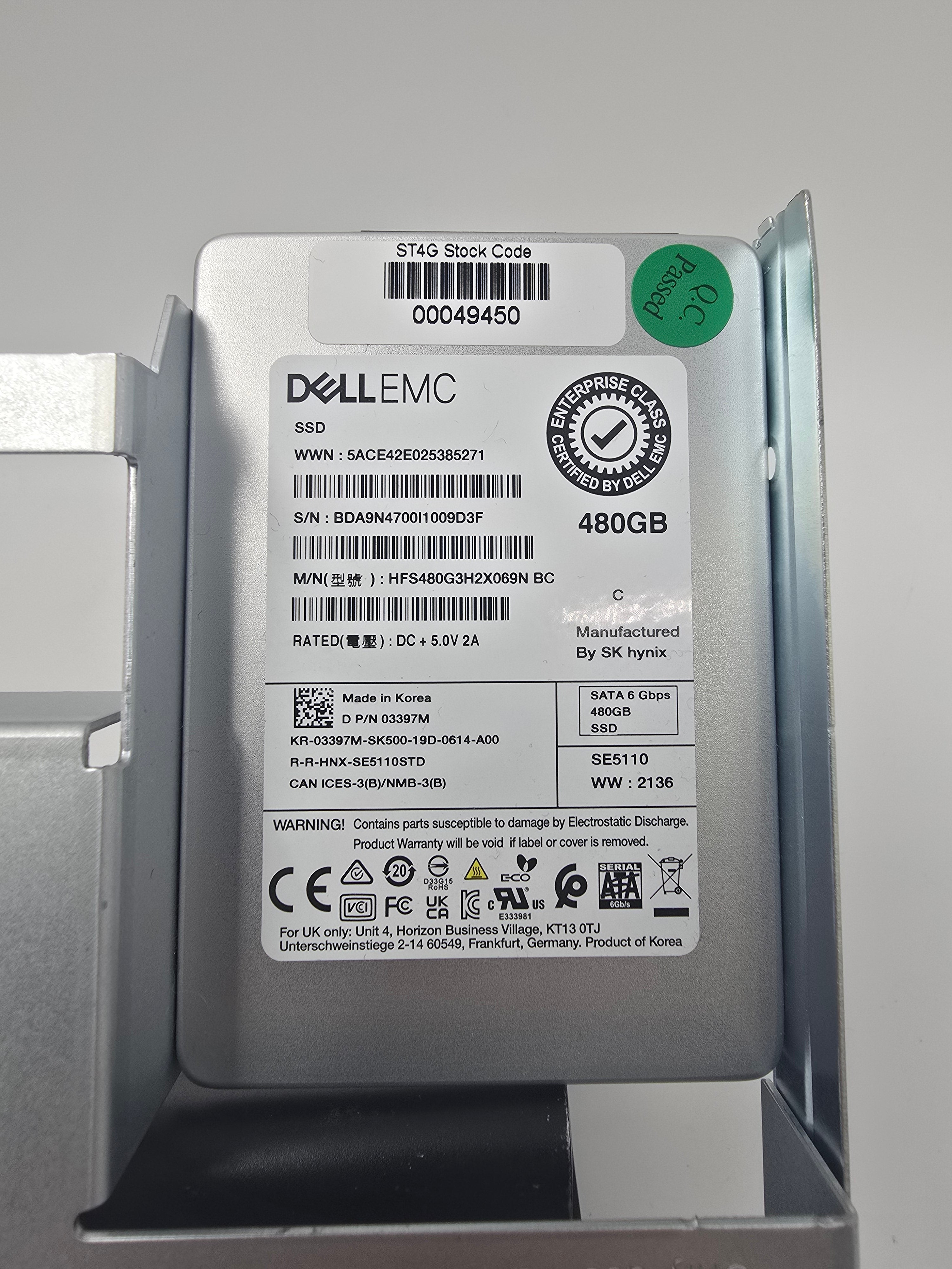 Dell EMC Solid State Drive 480GB 2.5" SATA 6Gbps SSD Lot of Two DP/N 03397M