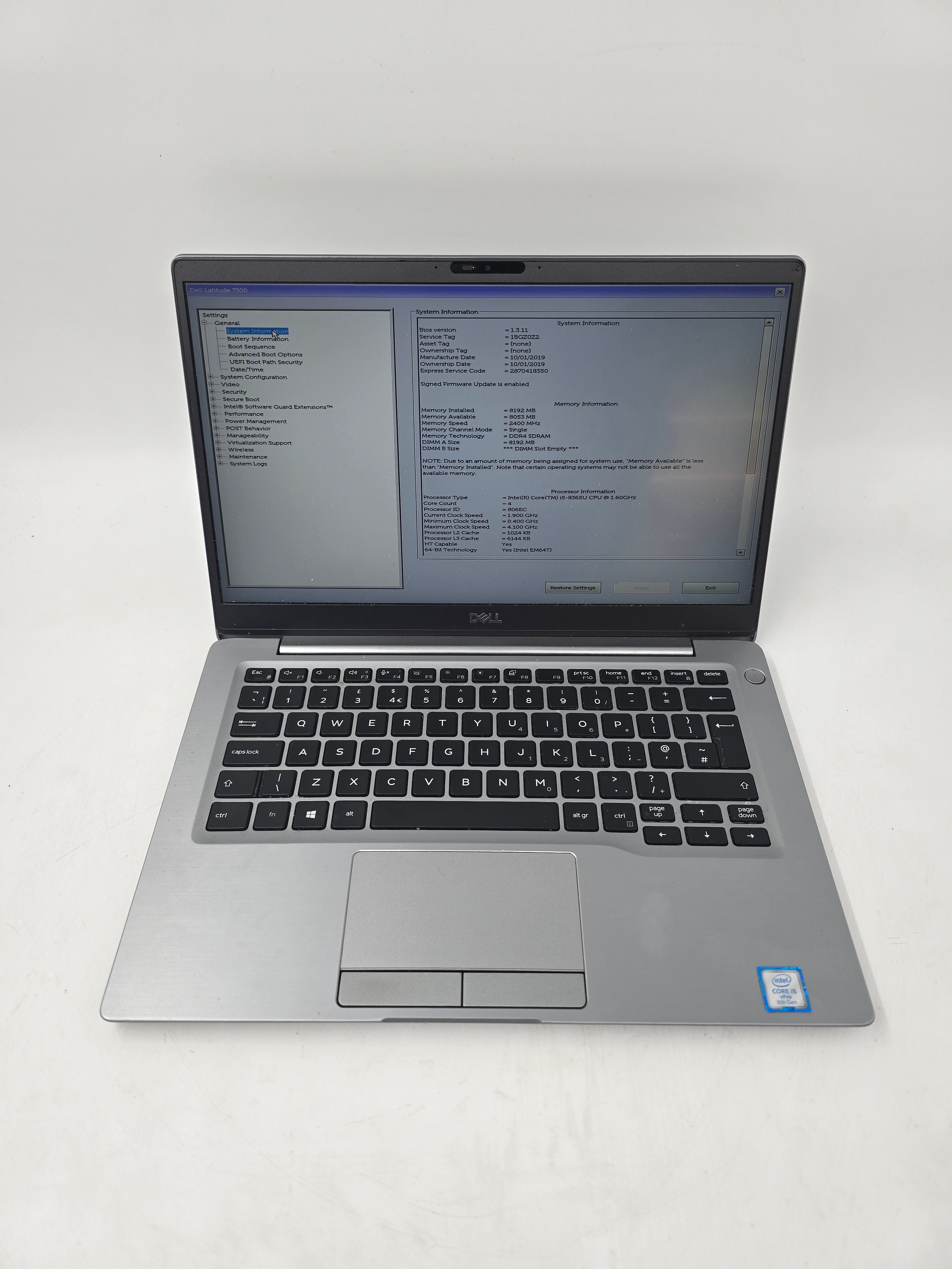 Dell Latitude 7300 13" Screen i5 8th Gen 8GB RAM 256GB SSD No OS *Spares*