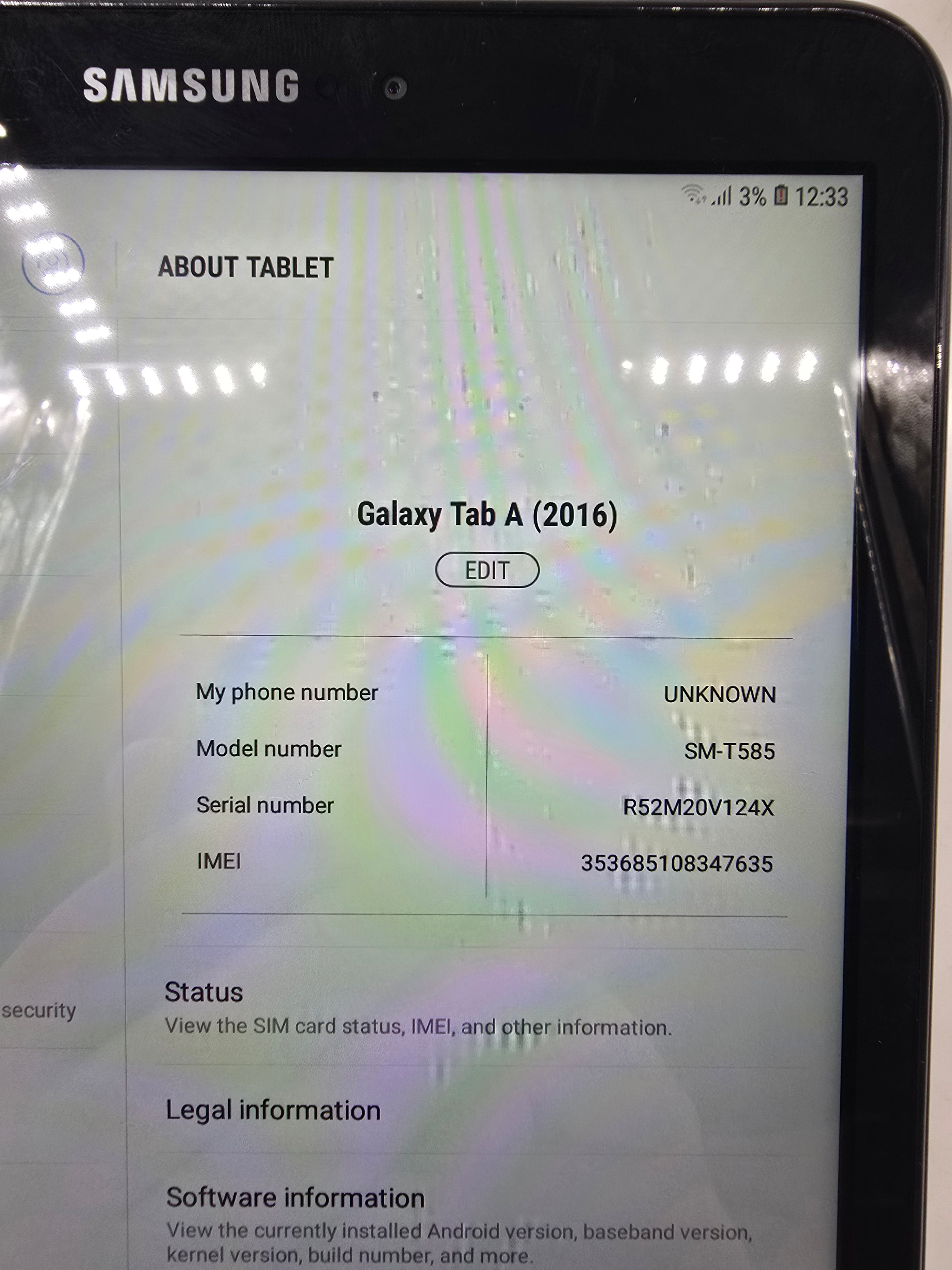 Samsung Tablet Galaxy Tab A SM-T585 Black Unlocked 32GB 10.1"