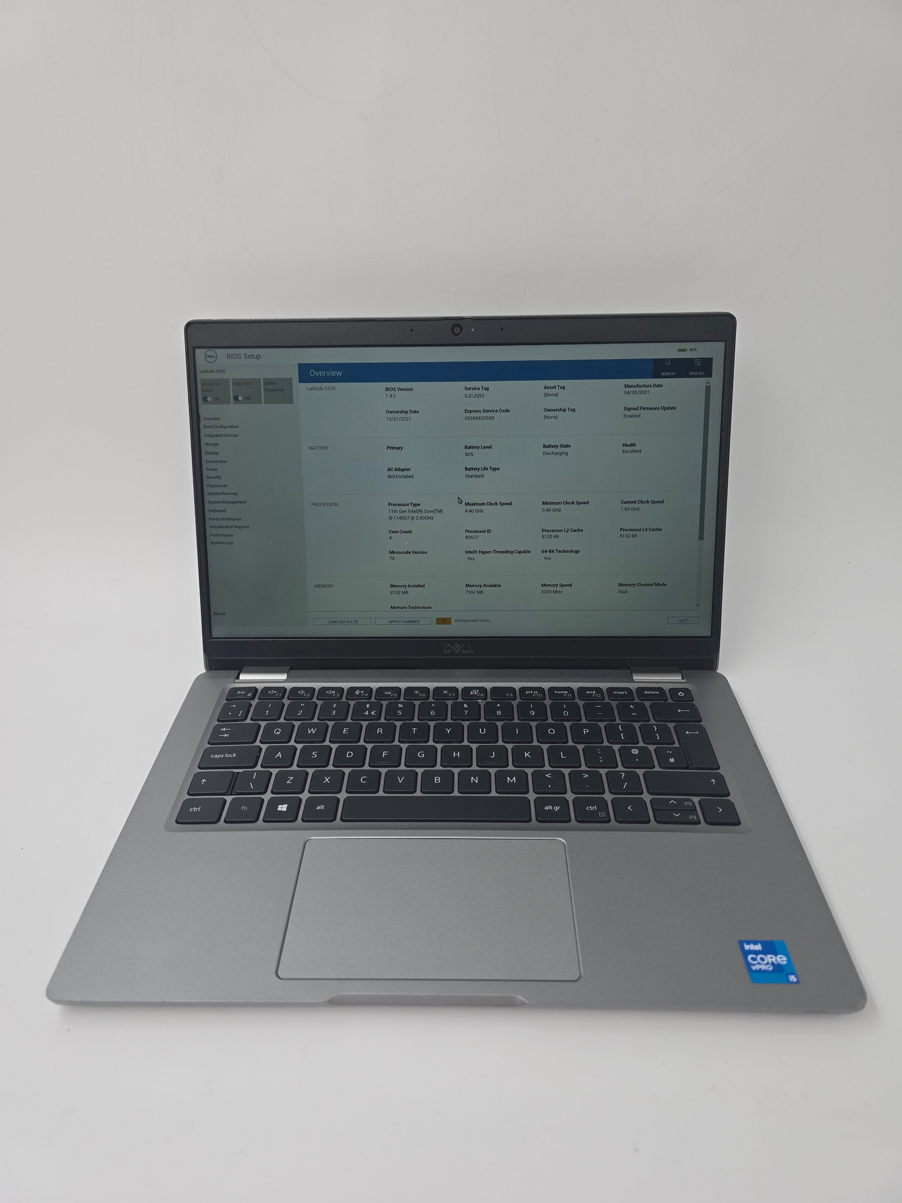 Dell Laptop Latitude 5320 13" Screen i5 11th Gen 8GB RAM No SSD No OS Spares