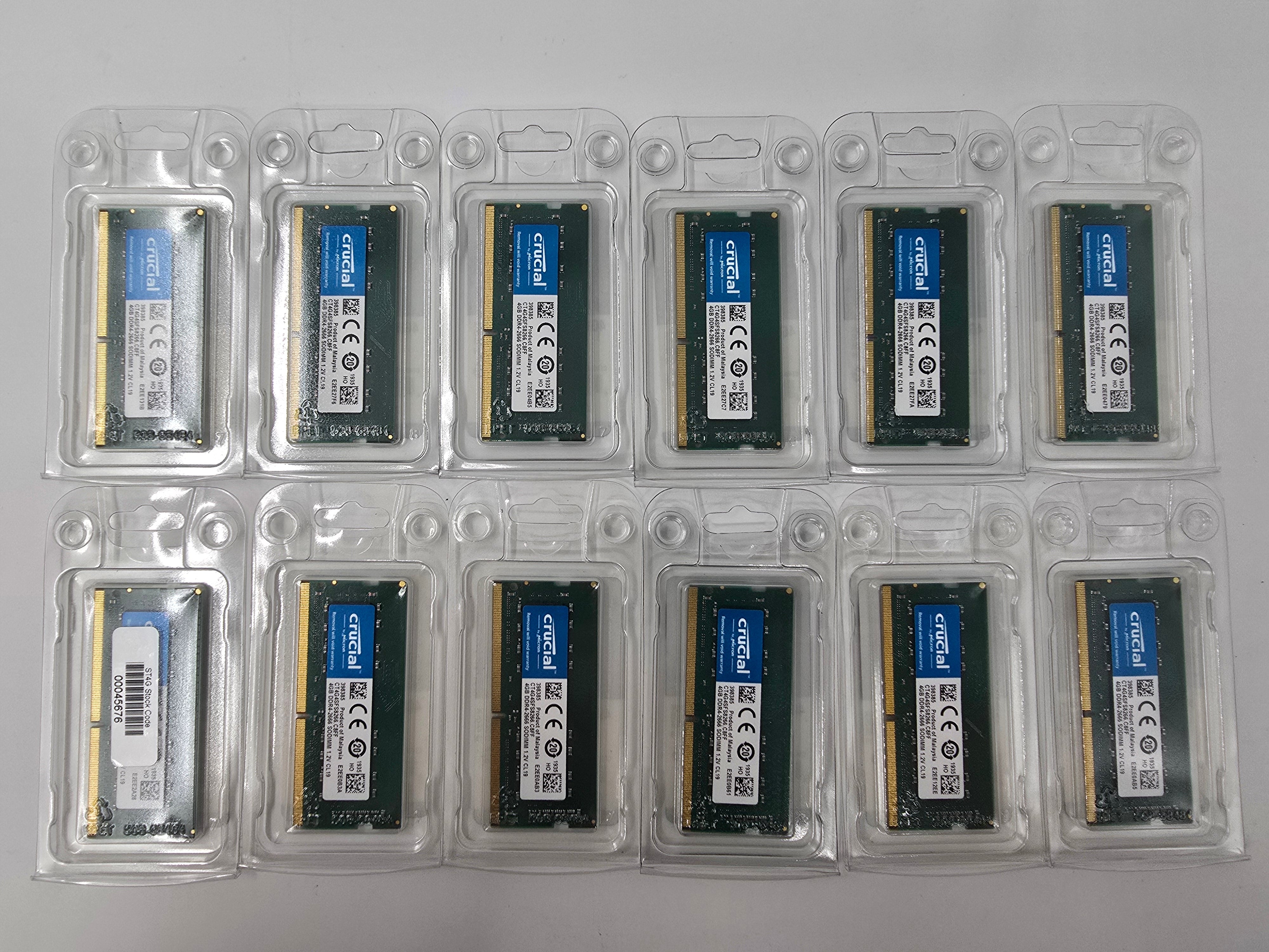 Crucial Laptop RAM 4GB DDR4 2666MHz 1.2V CL19 SODIMM Lot of 12