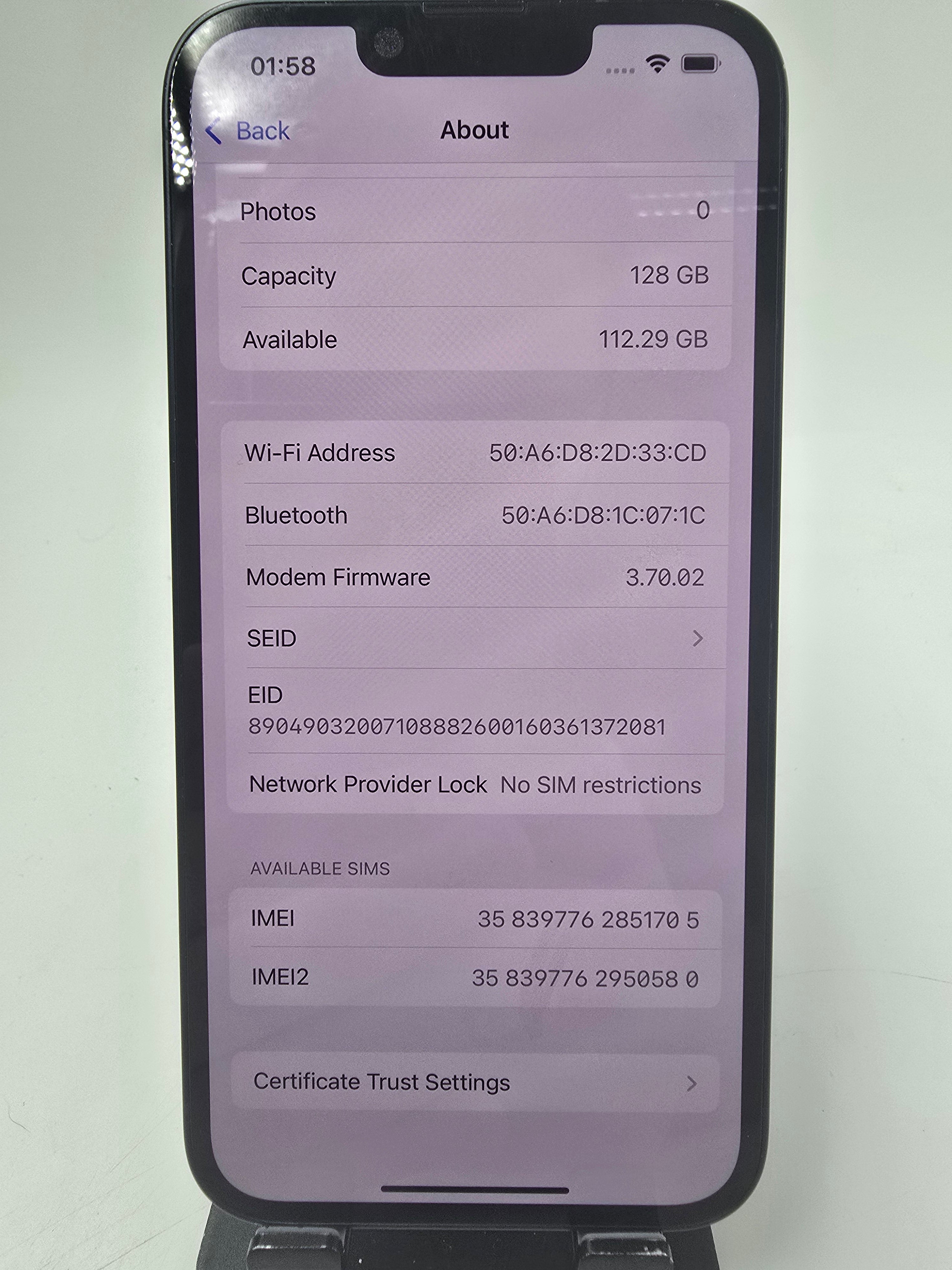 Apple iPhone 14 2022 6.1" Screen 128GB Storage Unlocked 98% Battery Health