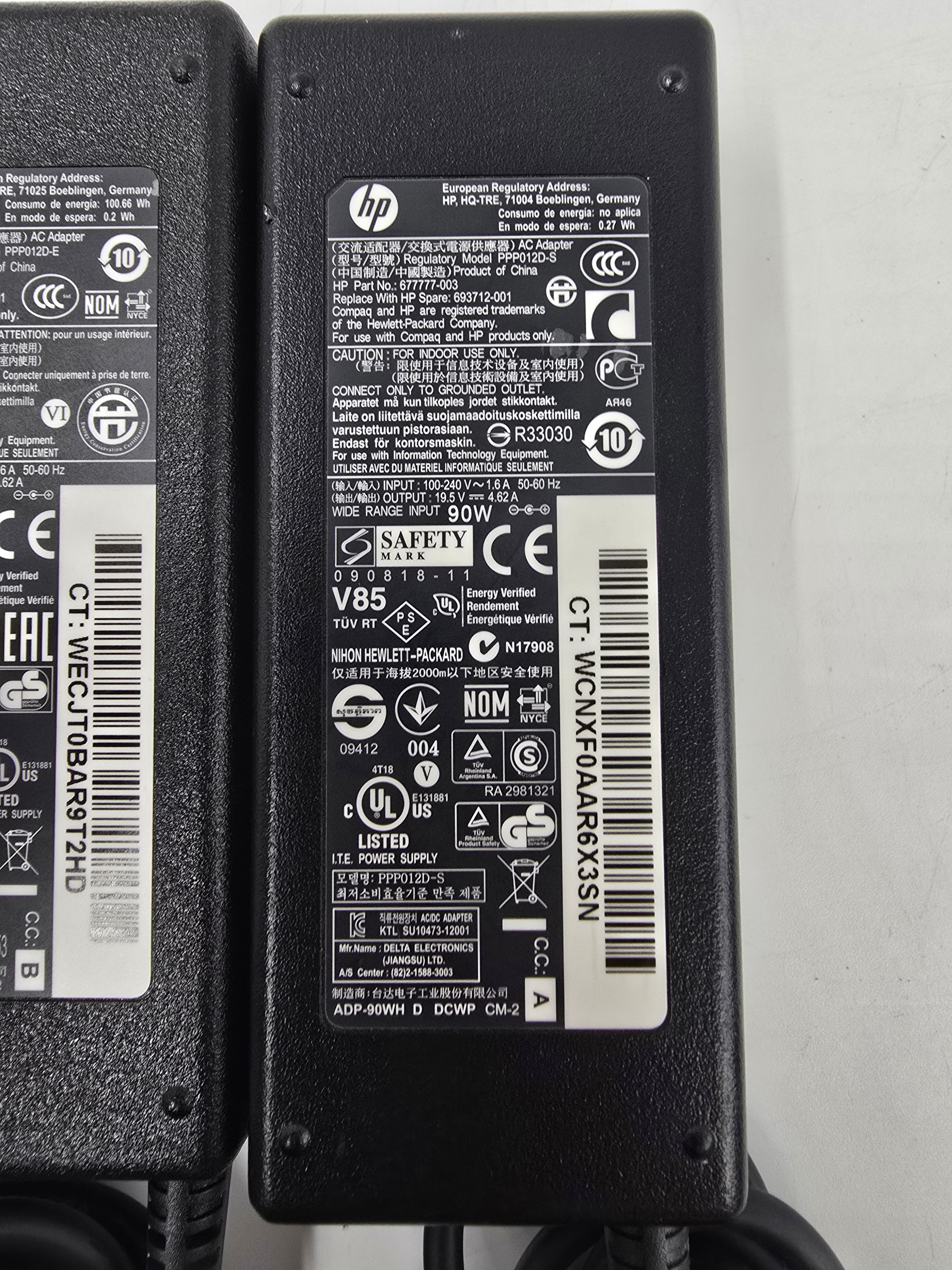 HP Genuine Laptop Charger 90W Big Tip Charger Lot of Five Mixed Models