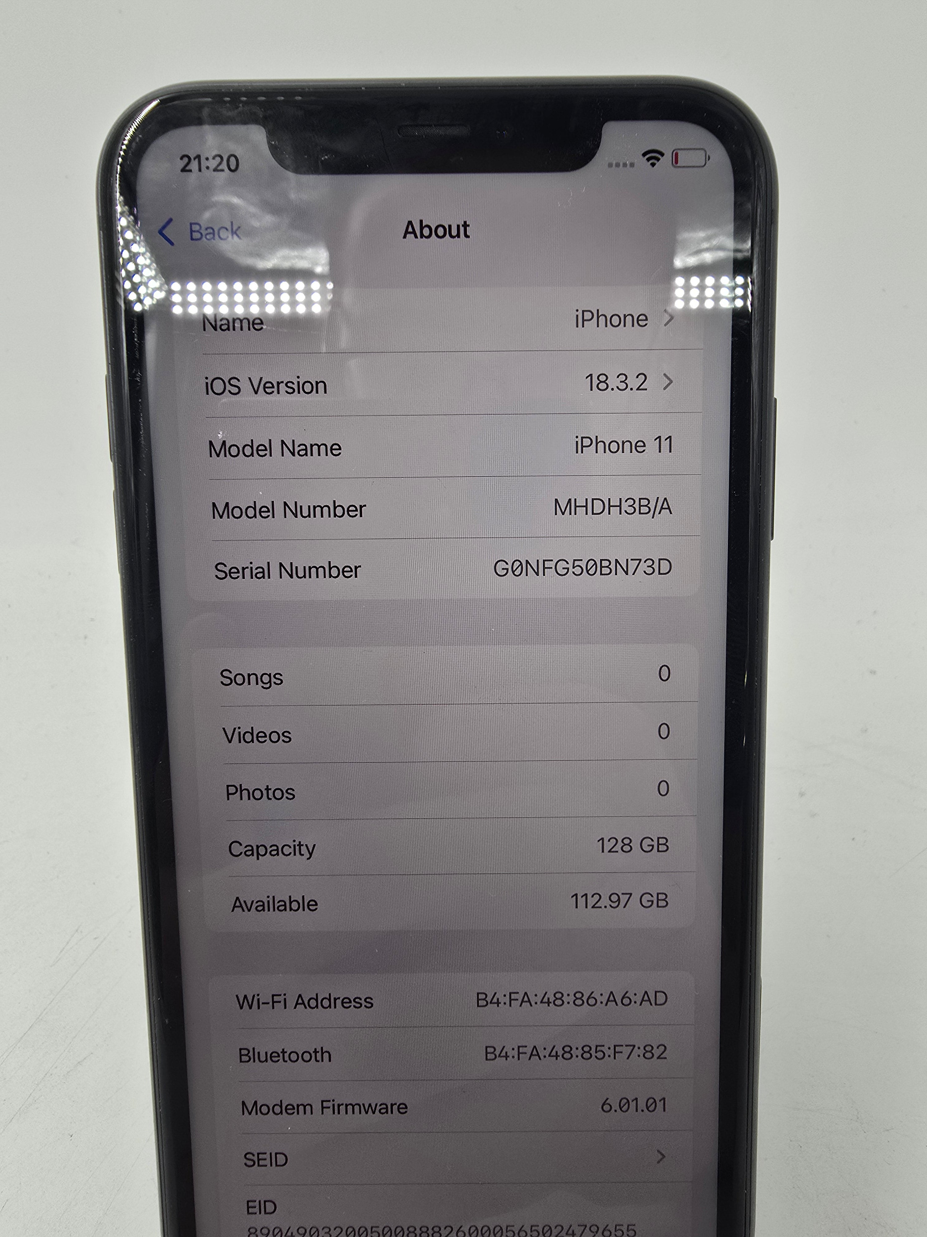 Apple iPhone 11 A2221 128GB Storage Unlocked Black 85% Battery