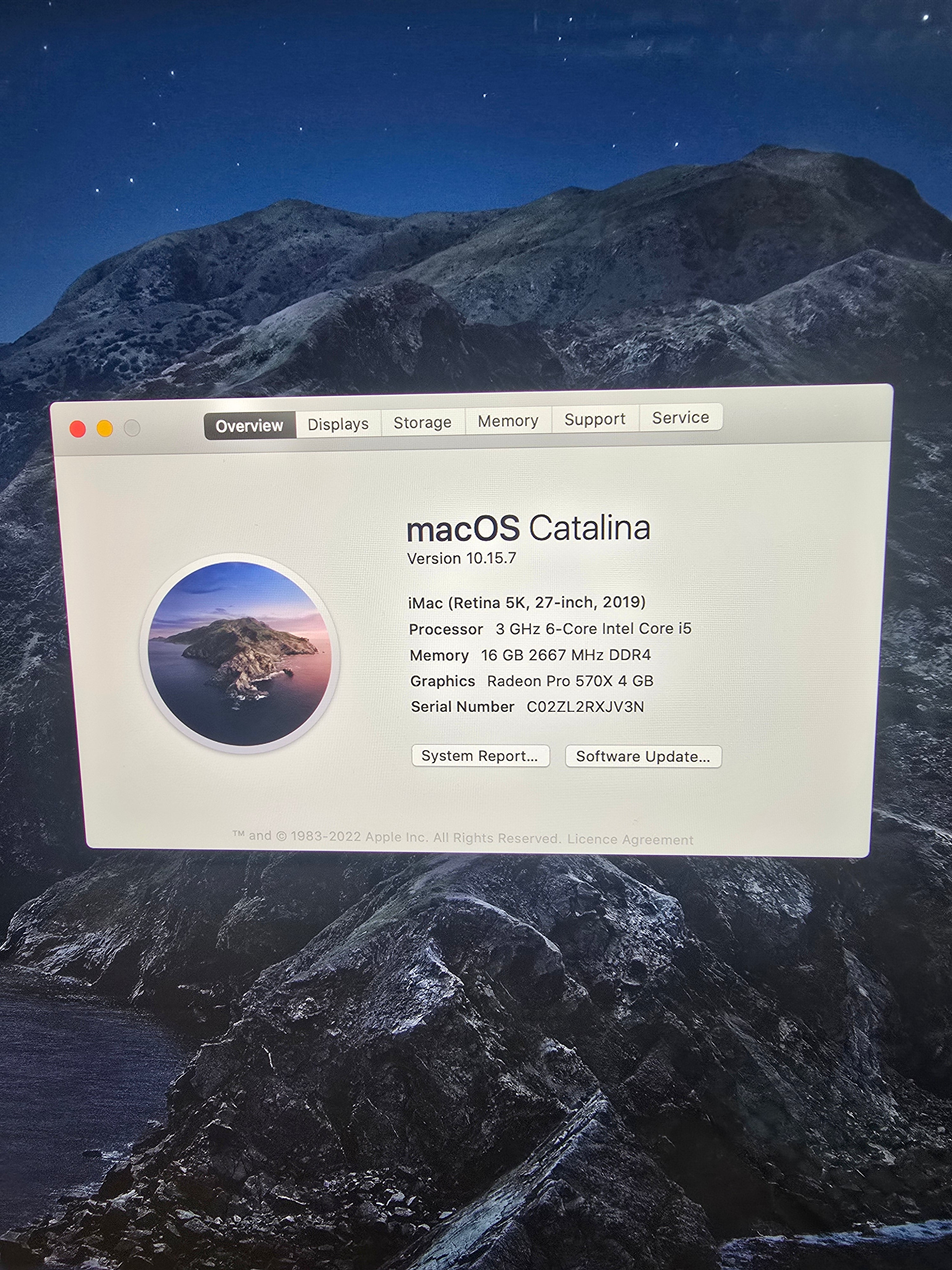 Apple iMac 27" Retina 5K Screen 2019 i5 8th Gen 8GB DDR4 RAM 32GB NVMe 1TB HDD Radeon Pro 570X