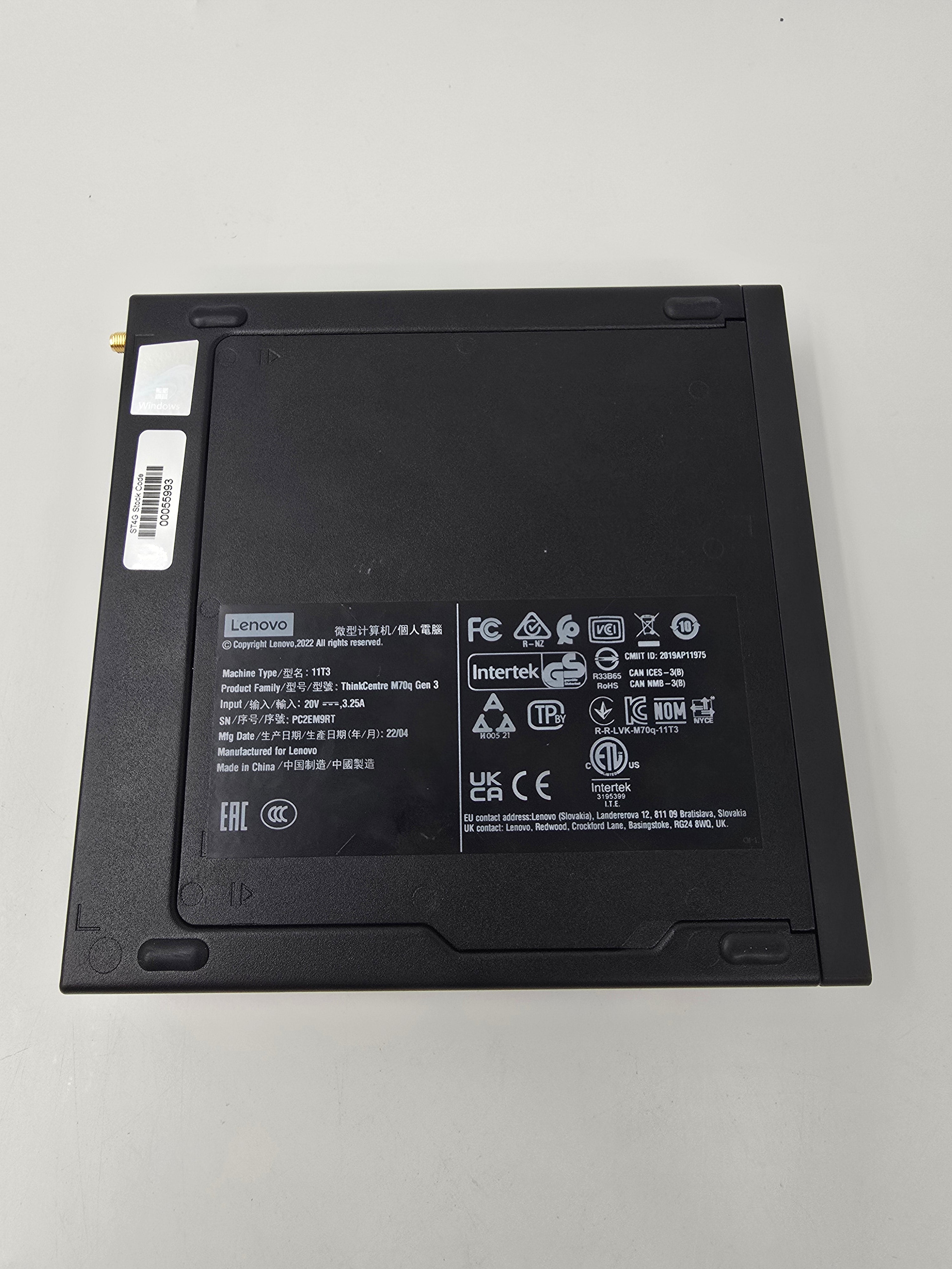 Lenovo Mini PC ThinkCentre M70q Gen 3 i3 12th Gen 12100T 8GB RAM No SSD No OS