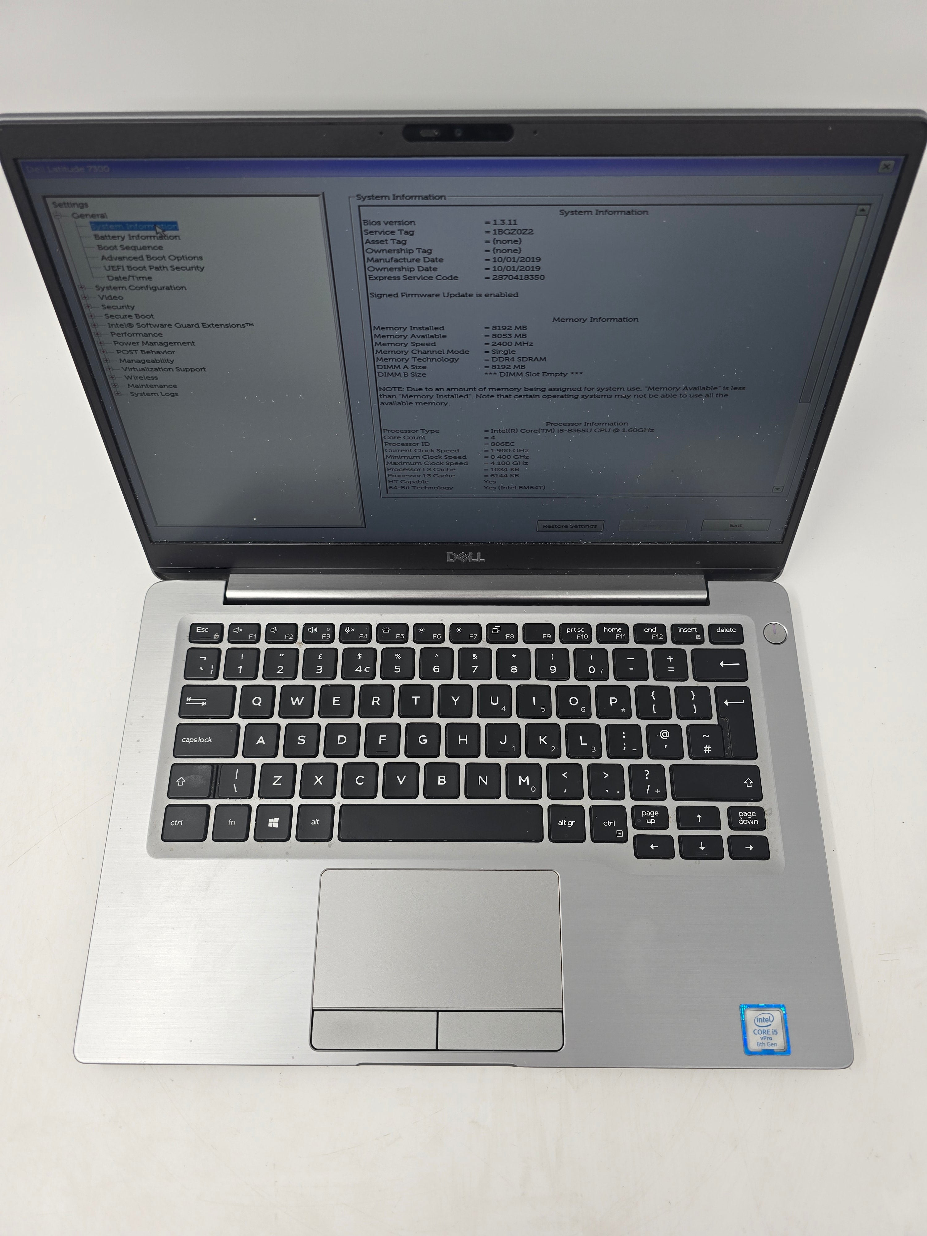Dell Latitude 7300 13" Screen i5 8th Gen 8GB RAM 256GB SSD No OS *Spares*