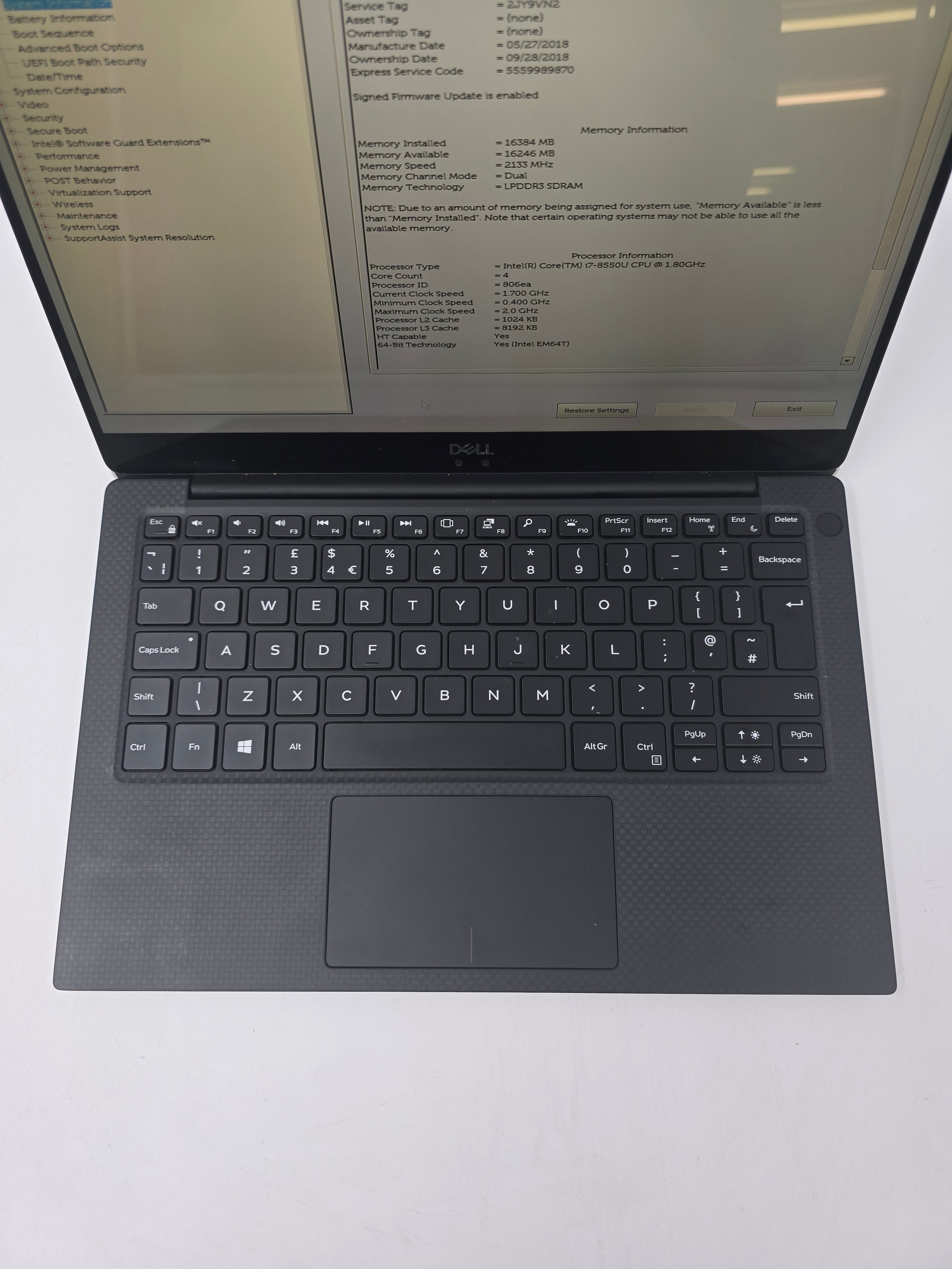 Dell Laptop XPS 13 9370 13" TouchScreen i7 8th Gen 16GB RAM 512GB SSD No OS