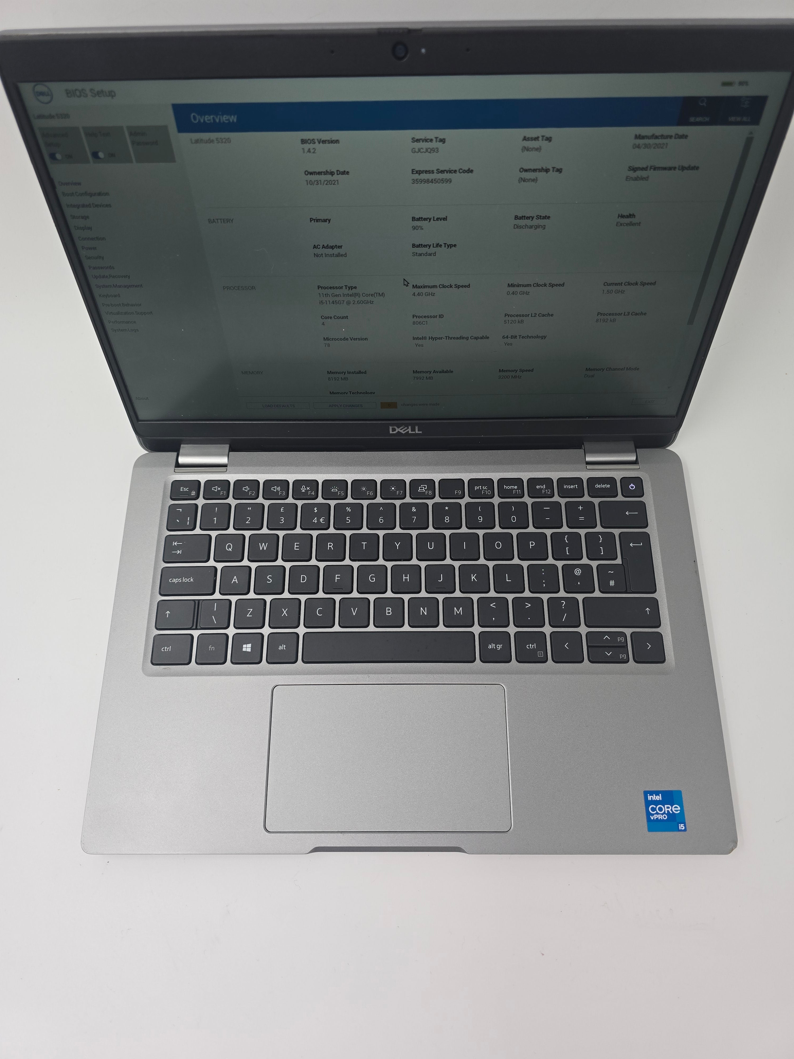 Dell Laptop Latitude 5320 13" Screen i5 11th Gen 8GB RAM No SSD No OS Spares