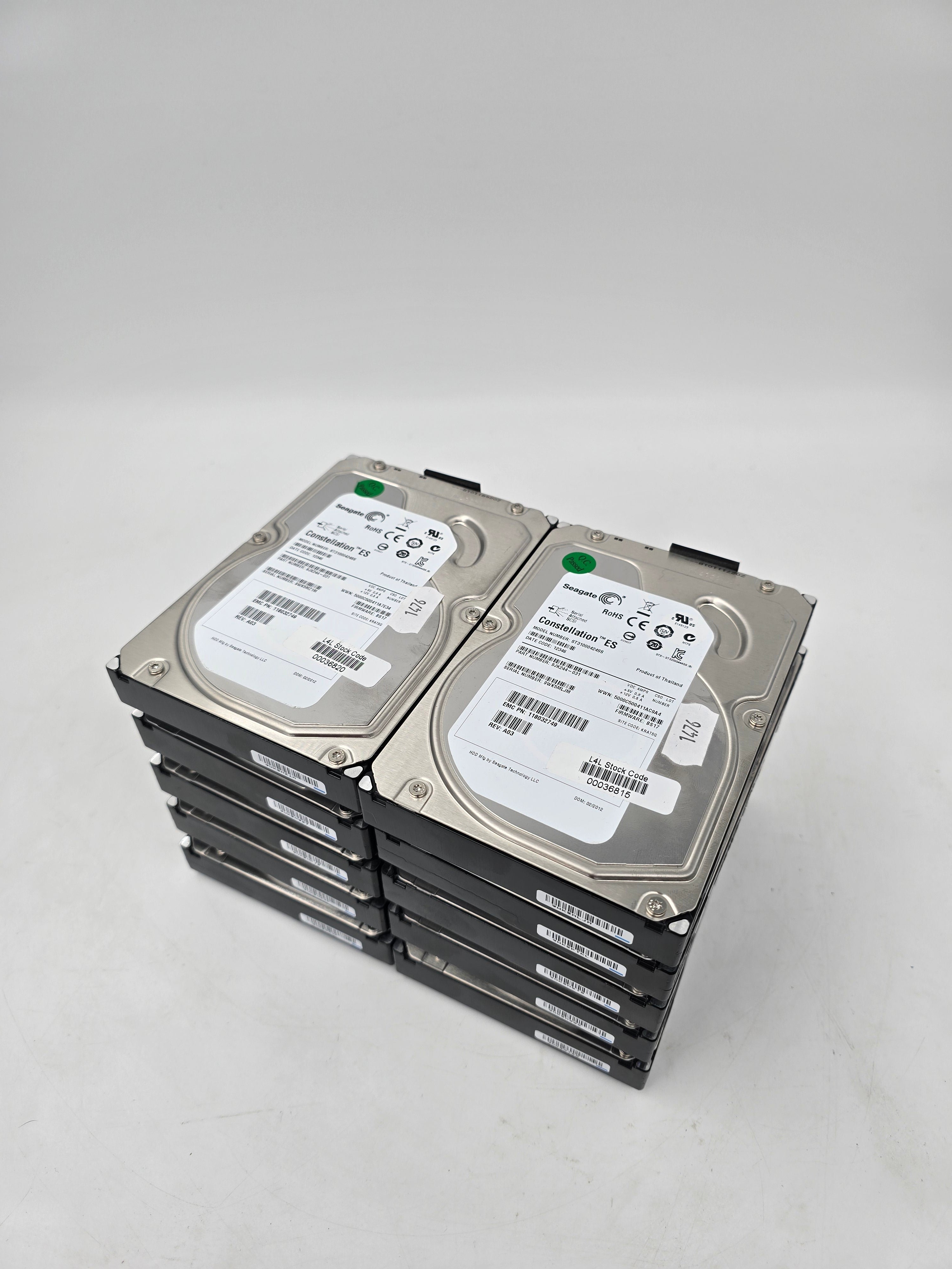 Seagate Hard Disk Drive 1TB SAS 3.5" LFF HDD ST31000424SS 7.2K RPM Lot of 10