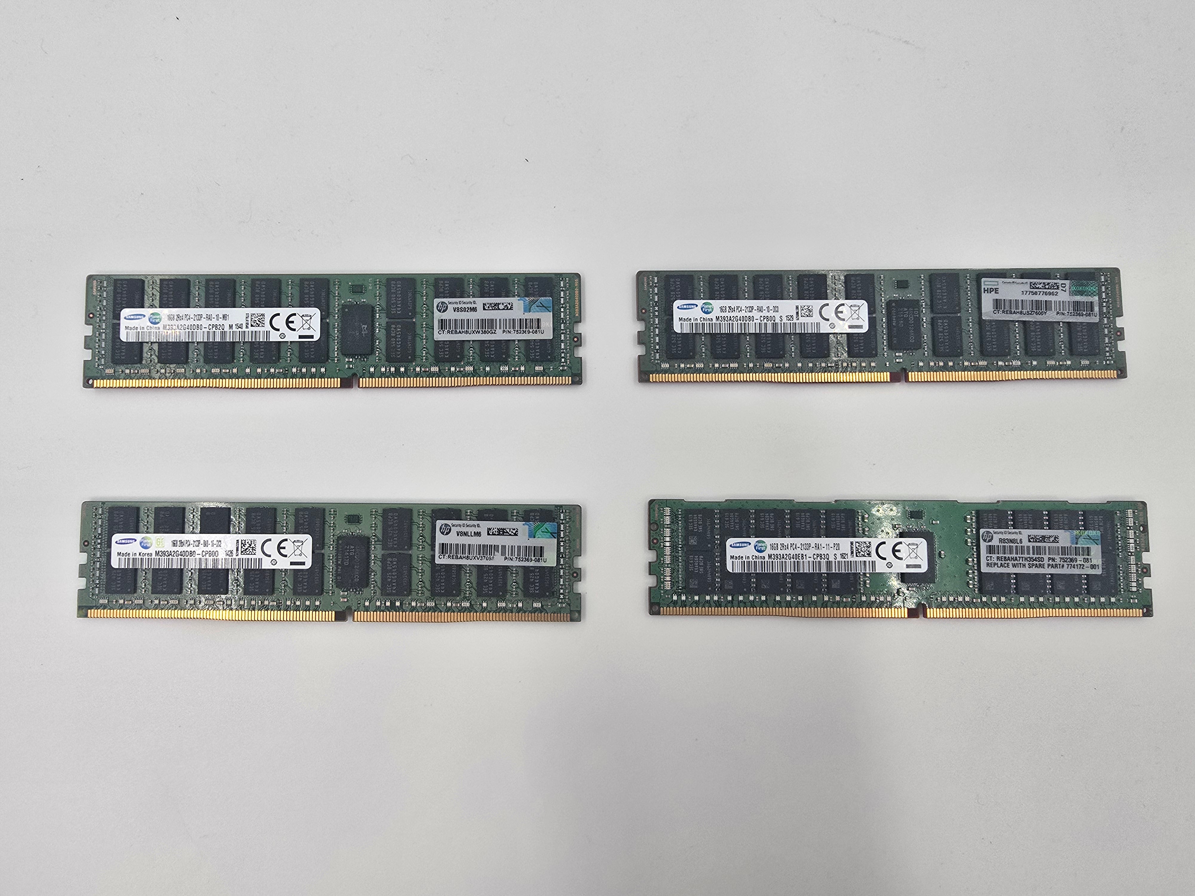 64GB (4x16GB) HP 2Rx4 PC4-2133P DDR4 ECC RDIMM 752369-081 Matched Server RAM