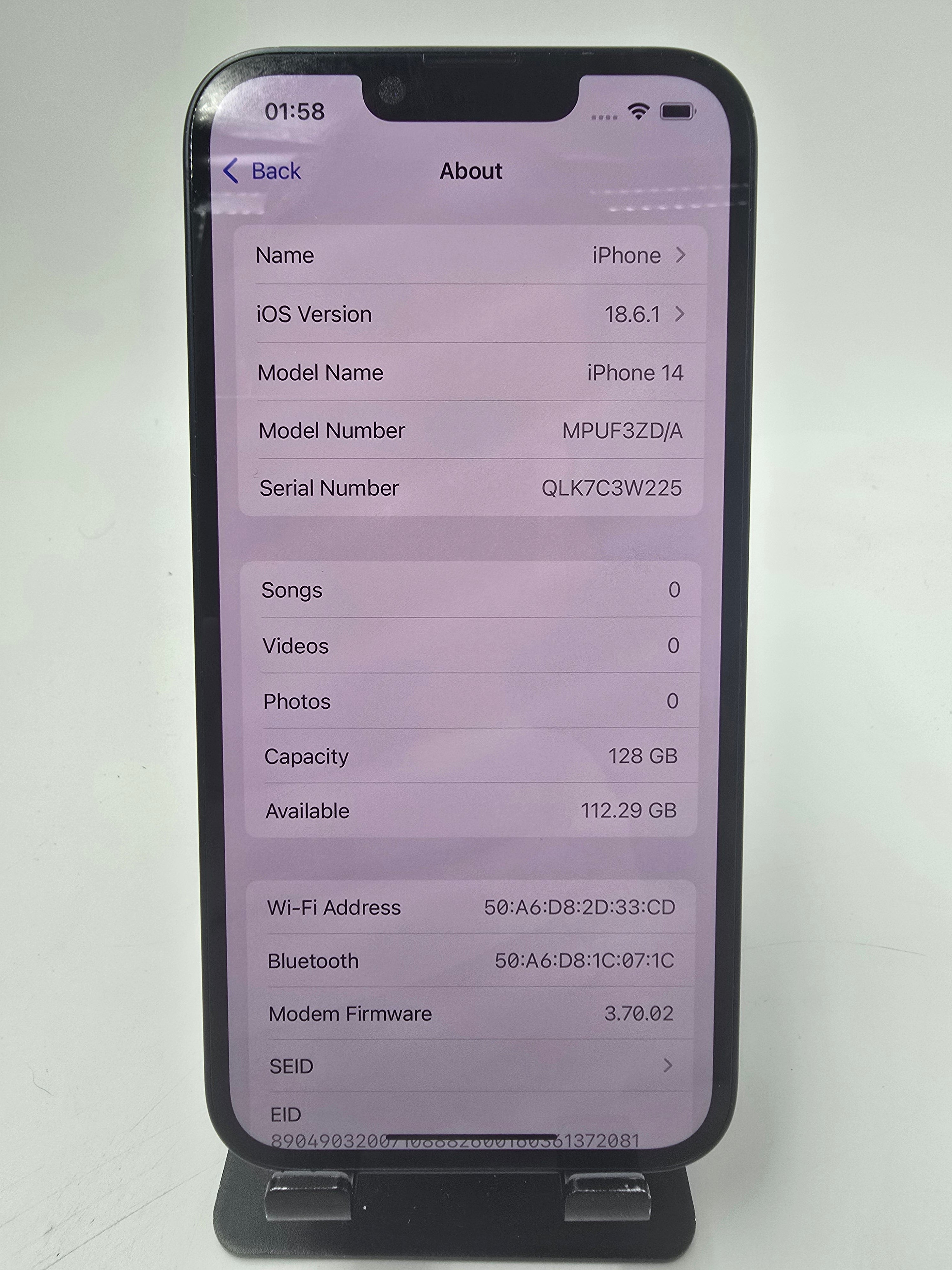 Apple iPhone 14 2022 6.1" Screen 128GB Storage Unlocked 98% Battery Health