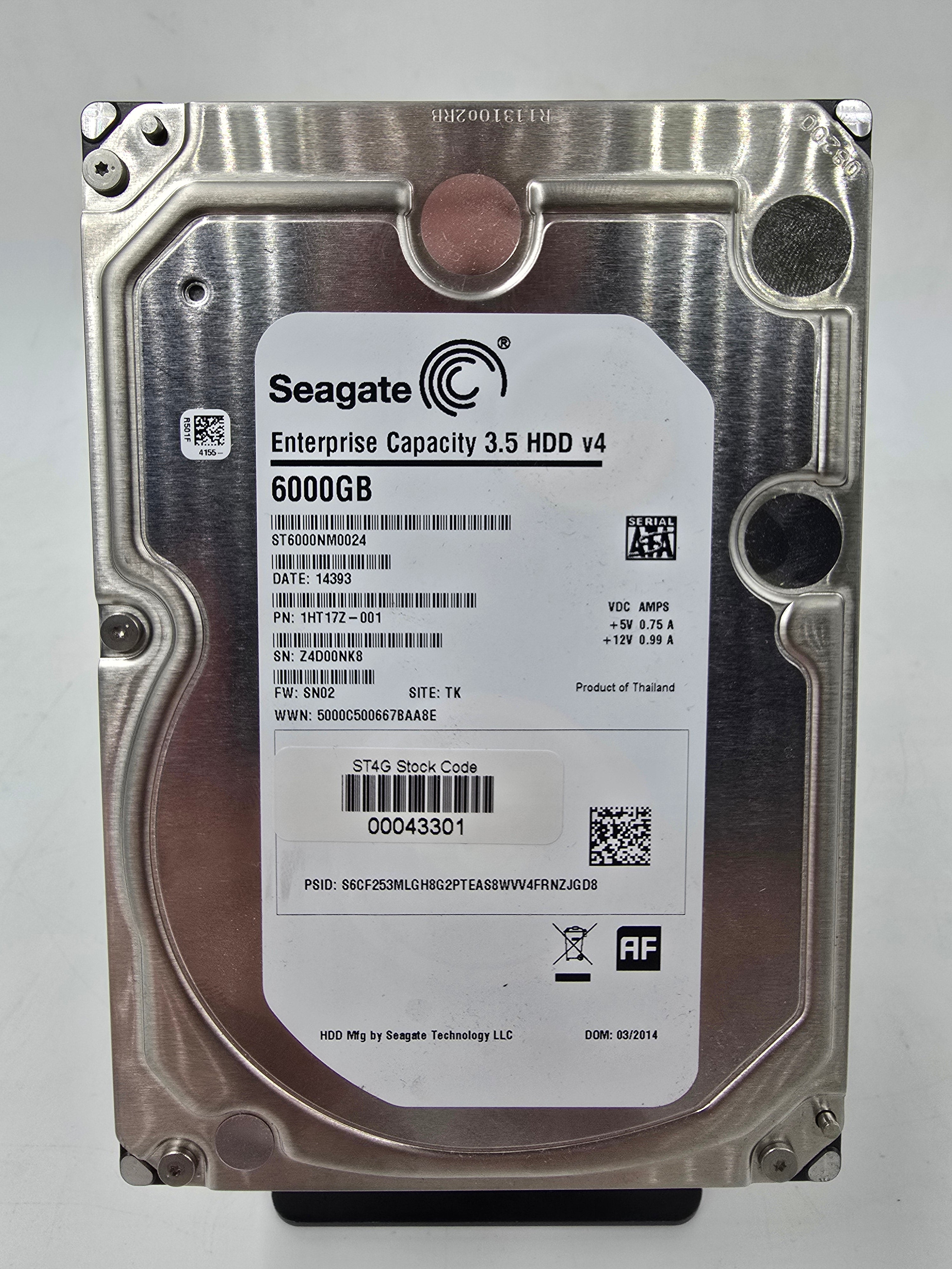 Hard Disk Drive Seagate 6TB 3.5" SATA HDD 7.2K RPM 6Gbps