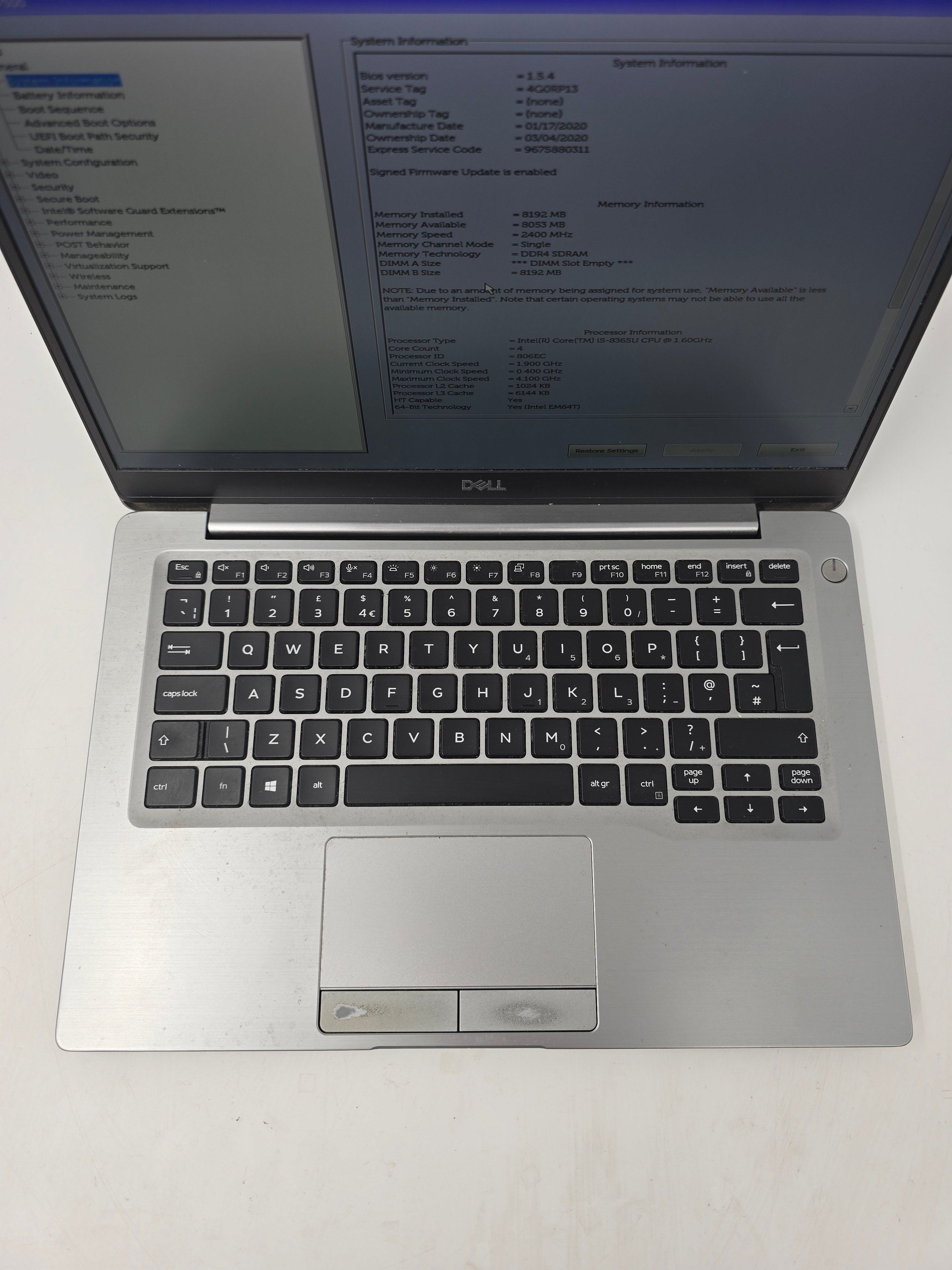 Dell Latitude 7300 13" Screen i5 8th Gen 8GB RAM 256GB SSD No OS *Spares*