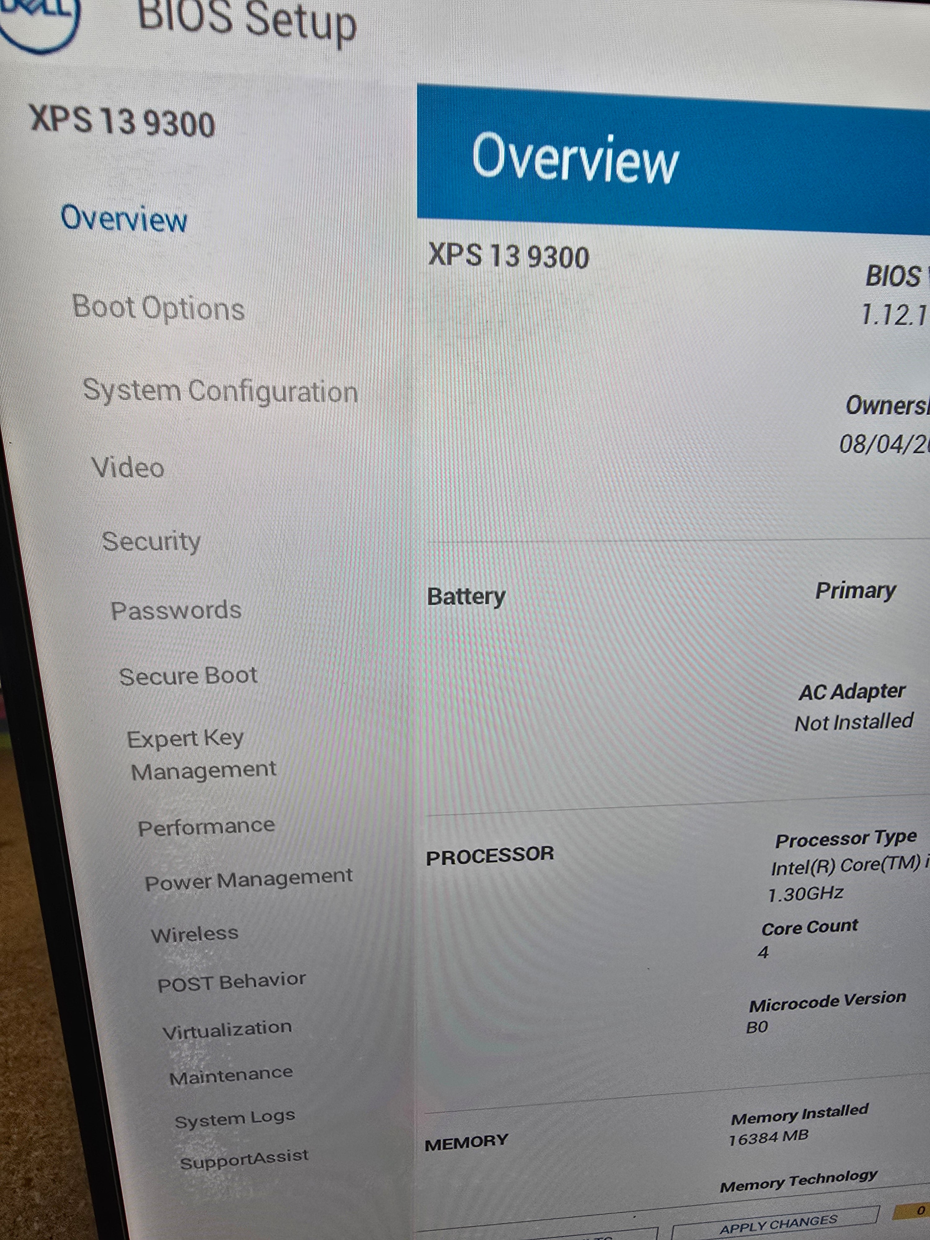 Dell Laptop XPS 13 9300 13.3" Screen i7 10th Gen 16GB RAM 512GB SSD W11
