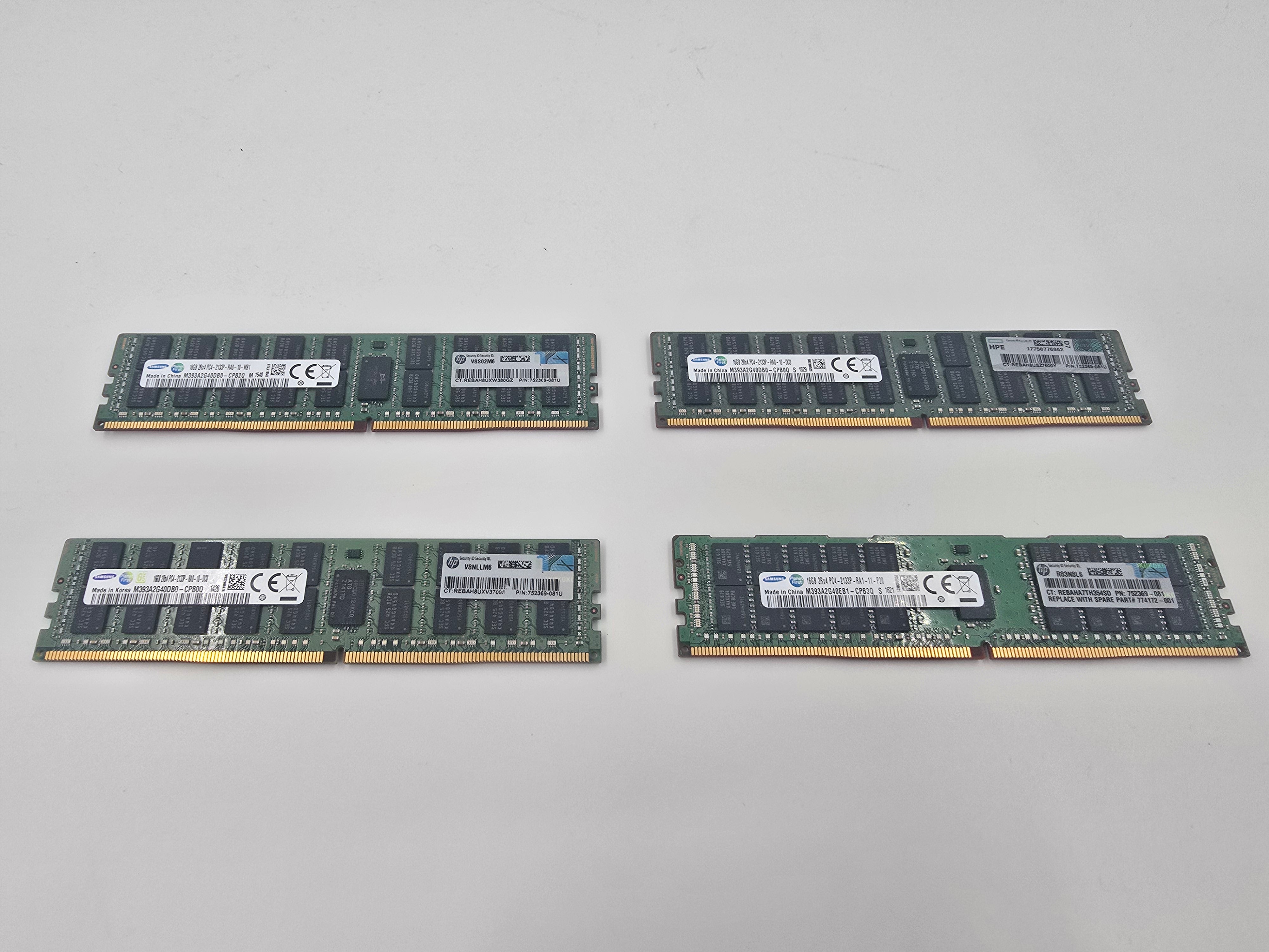 64GB (4x16GB) HP 2Rx4 PC4-2133P DDR4 ECC RDIMM 752369-081 Matched Server RAM