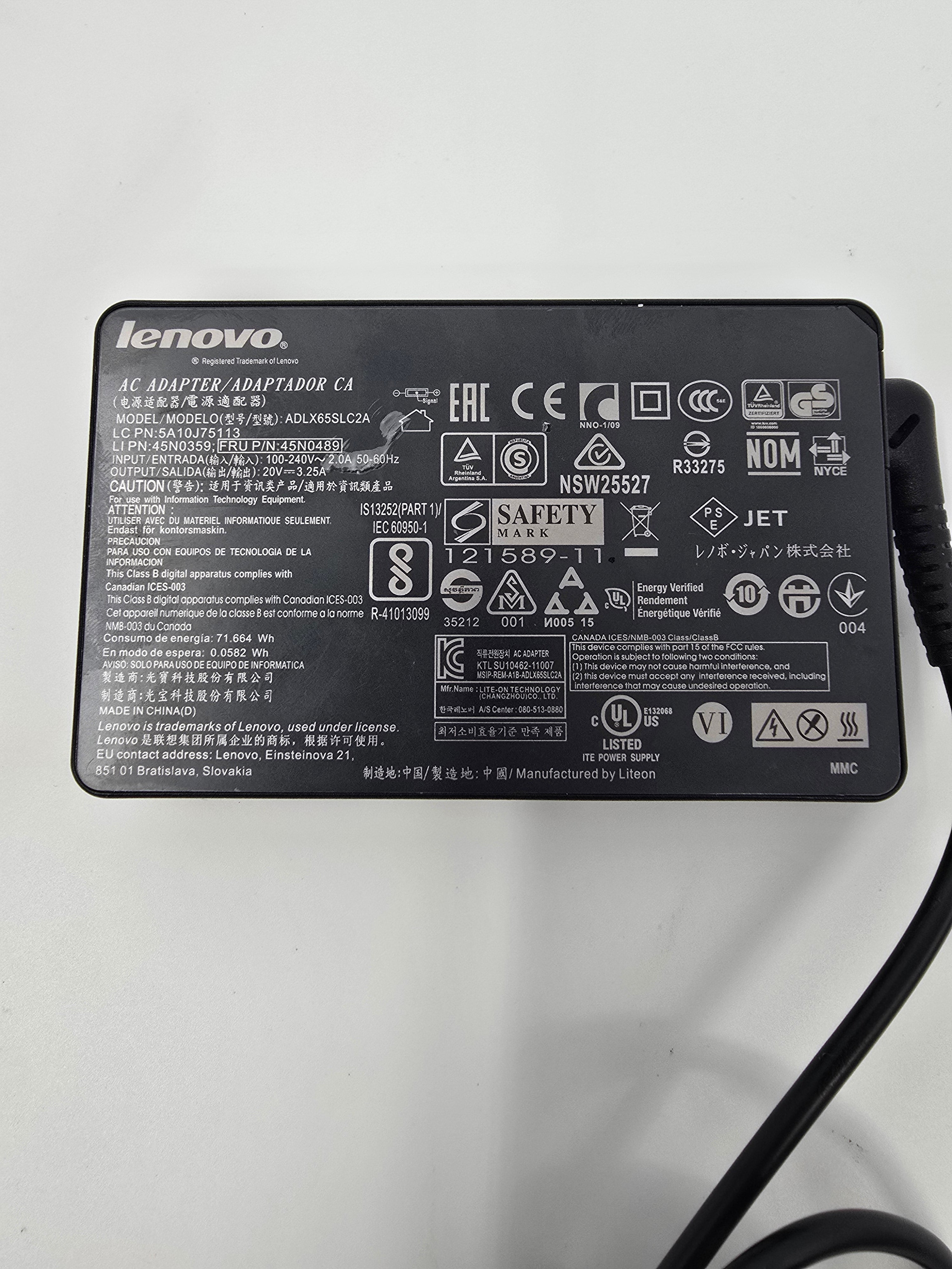 Lenovo Laptop Charger AC Adapter 65W 20V 3.25A Lot of 19