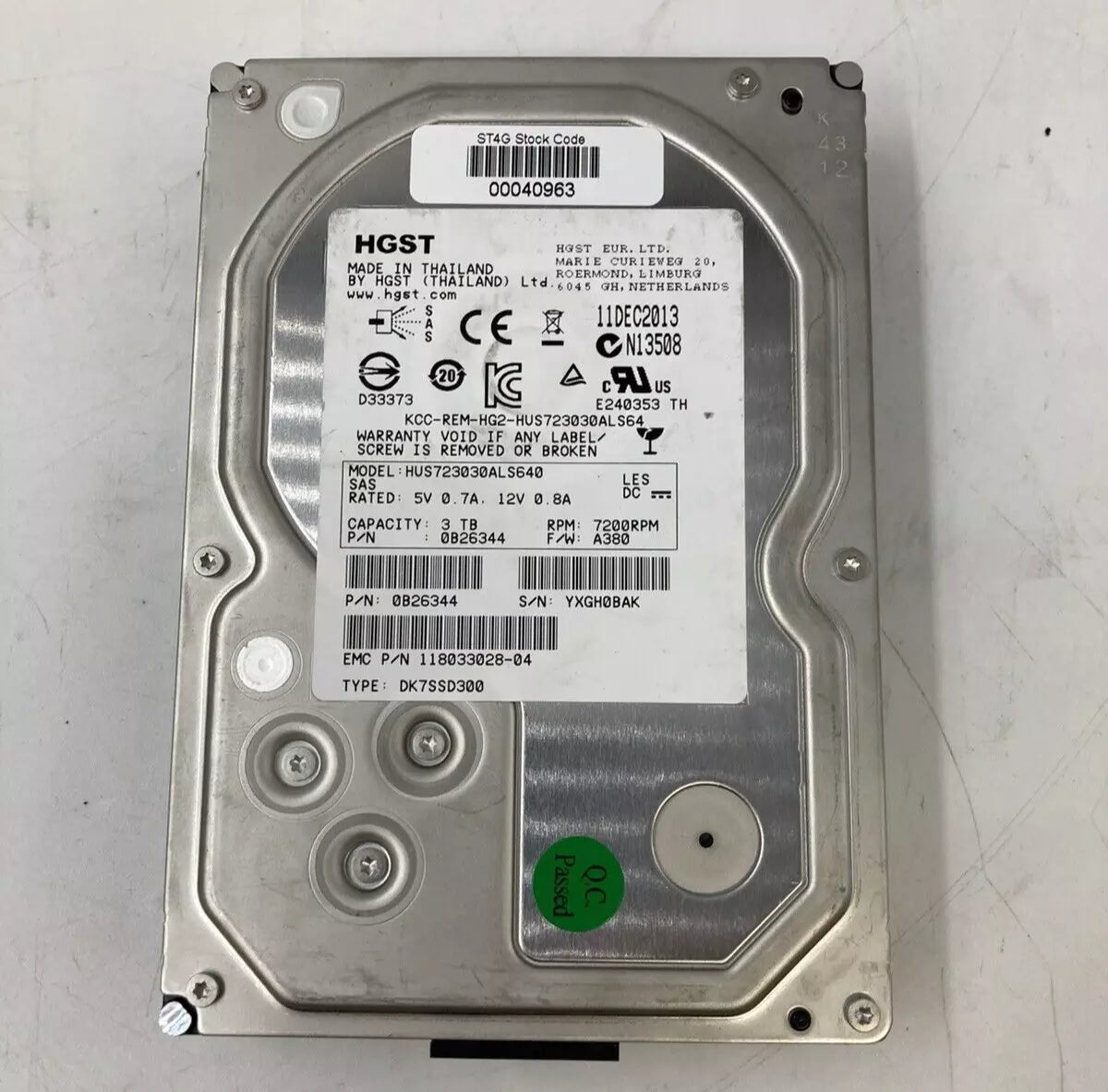 Batch of 13 HGST 3TB SAS 3.5" Hard Disk Drives 6 Gbps 7.2K RPM