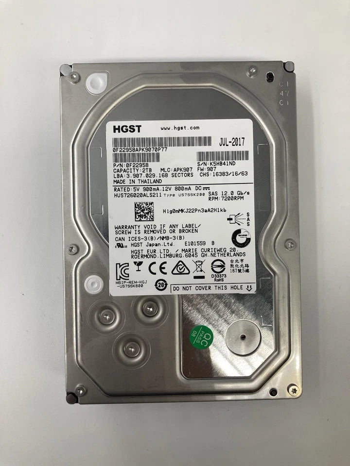 Batch of 6 HGST 3.5" SAS 2TB Hard Disk Drives - Mixed Models